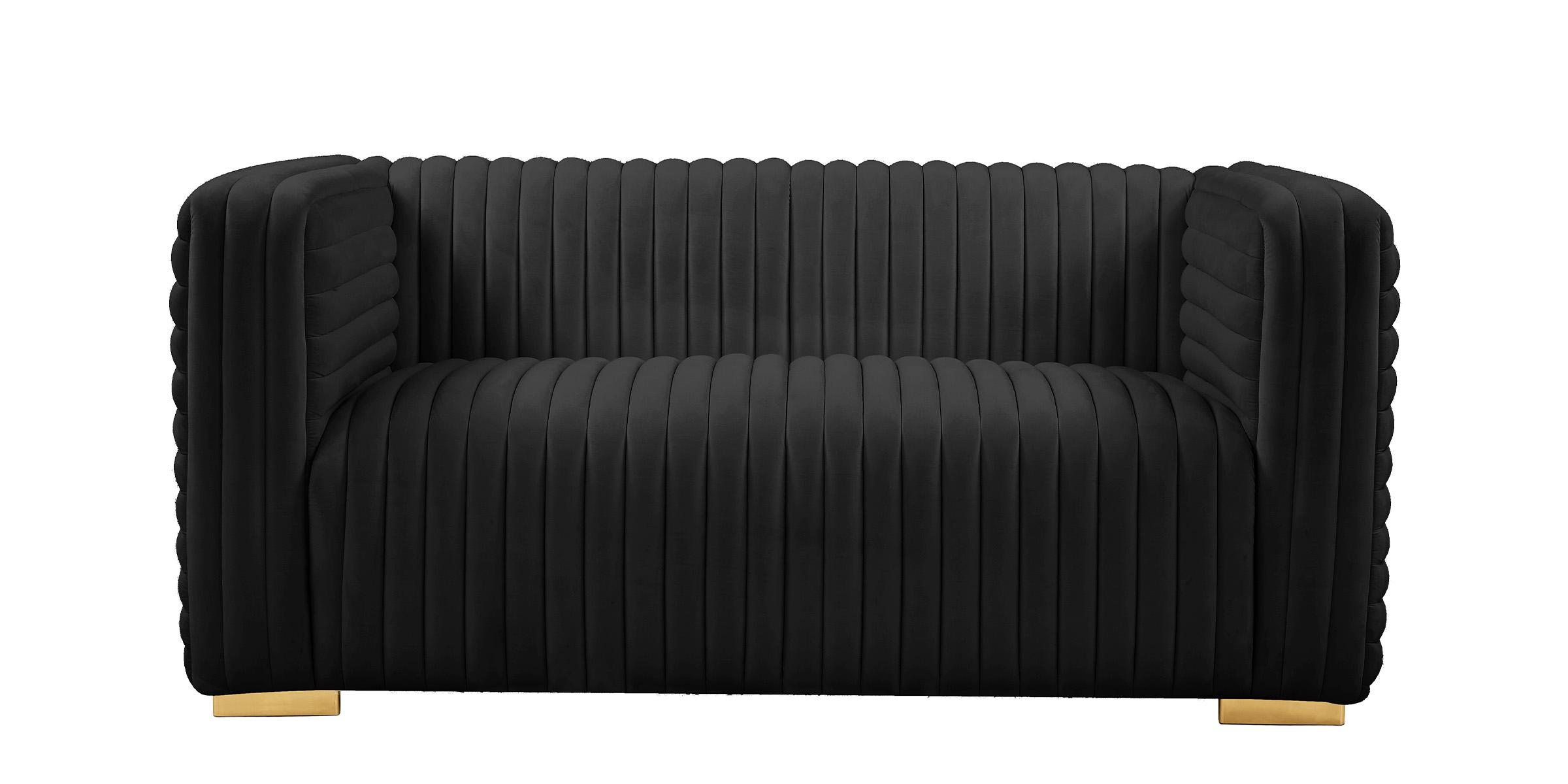 

    
 Order  Glam BLACK Velvet Channel Tufted Sofa Set 3Pcs Ravish 640Black Meridian Modern
