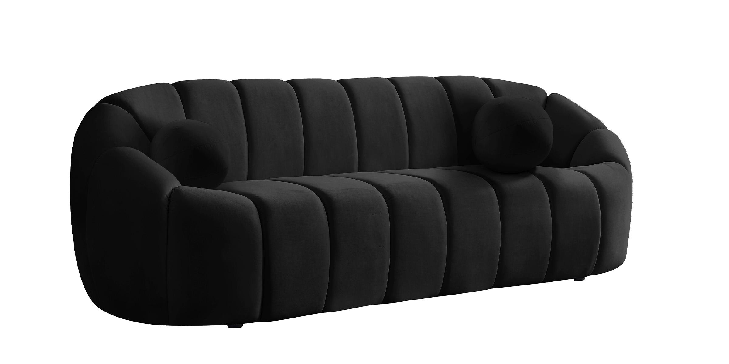 Contemporary, Modern Sofa ELIJAH 613Black-S 613Black-S in Black Velvet