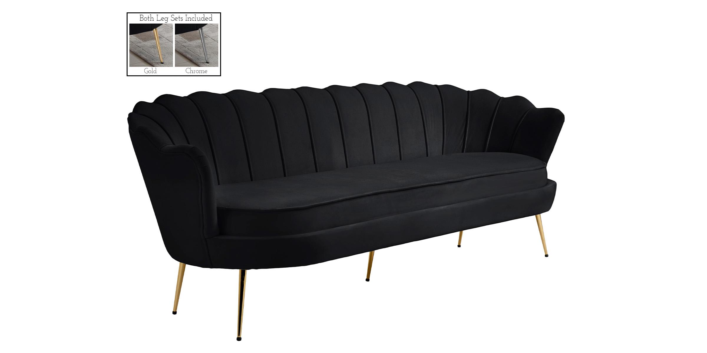 

    
Glam BLACK Velvet Channel Tufted Sofa GARDENIA 684Black-S Meridian Contemporary
