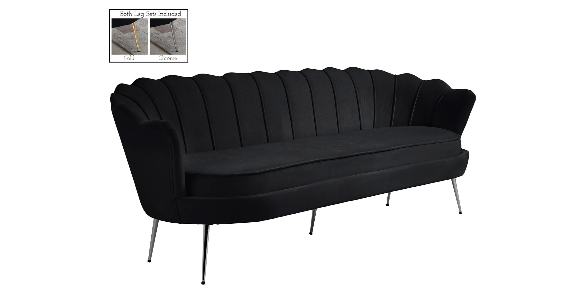 

    
Glam BLACK Velvet Channel Tufted Sofa GARDENIA 684Black-S Meridian Contemporary
