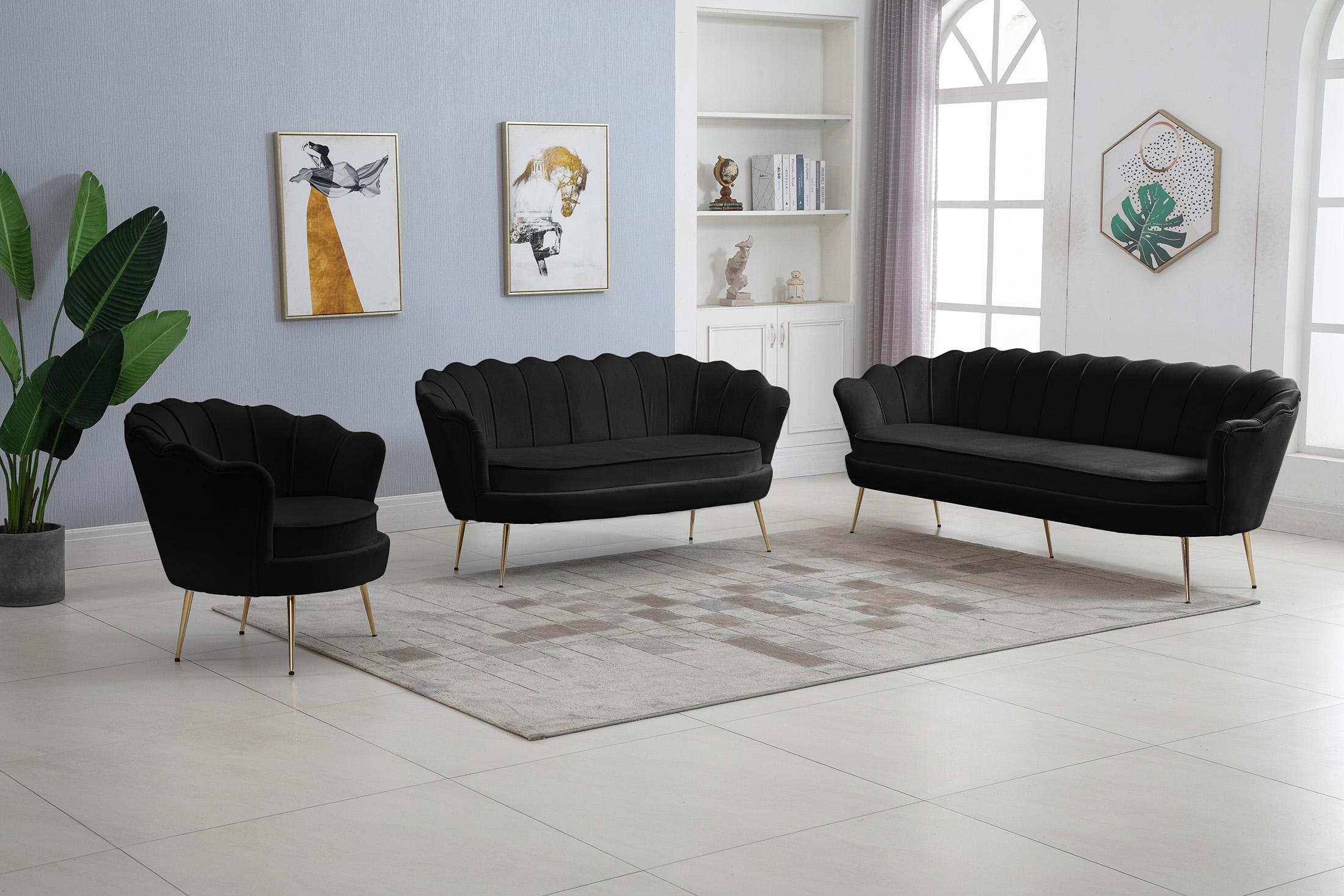 

    
 Order  Glam BLACK Velvet Channel Tufted Sofa GARDENIA 684Black-S Meridian Contemporary
