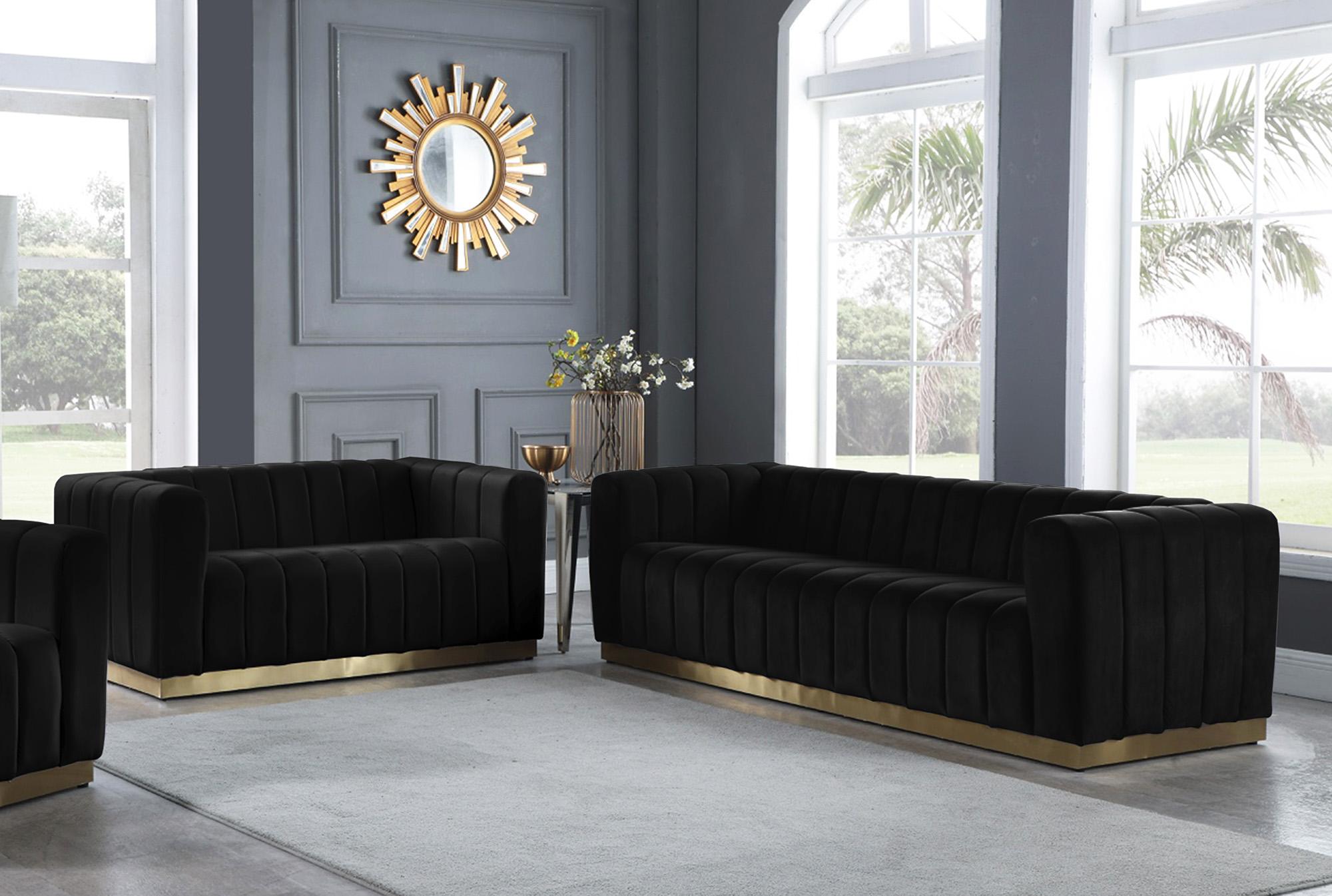 

    
603Black-S Glam Black Velvet Channel Tufted Sofa MARLON 603Black-S Meridian Contemporary
