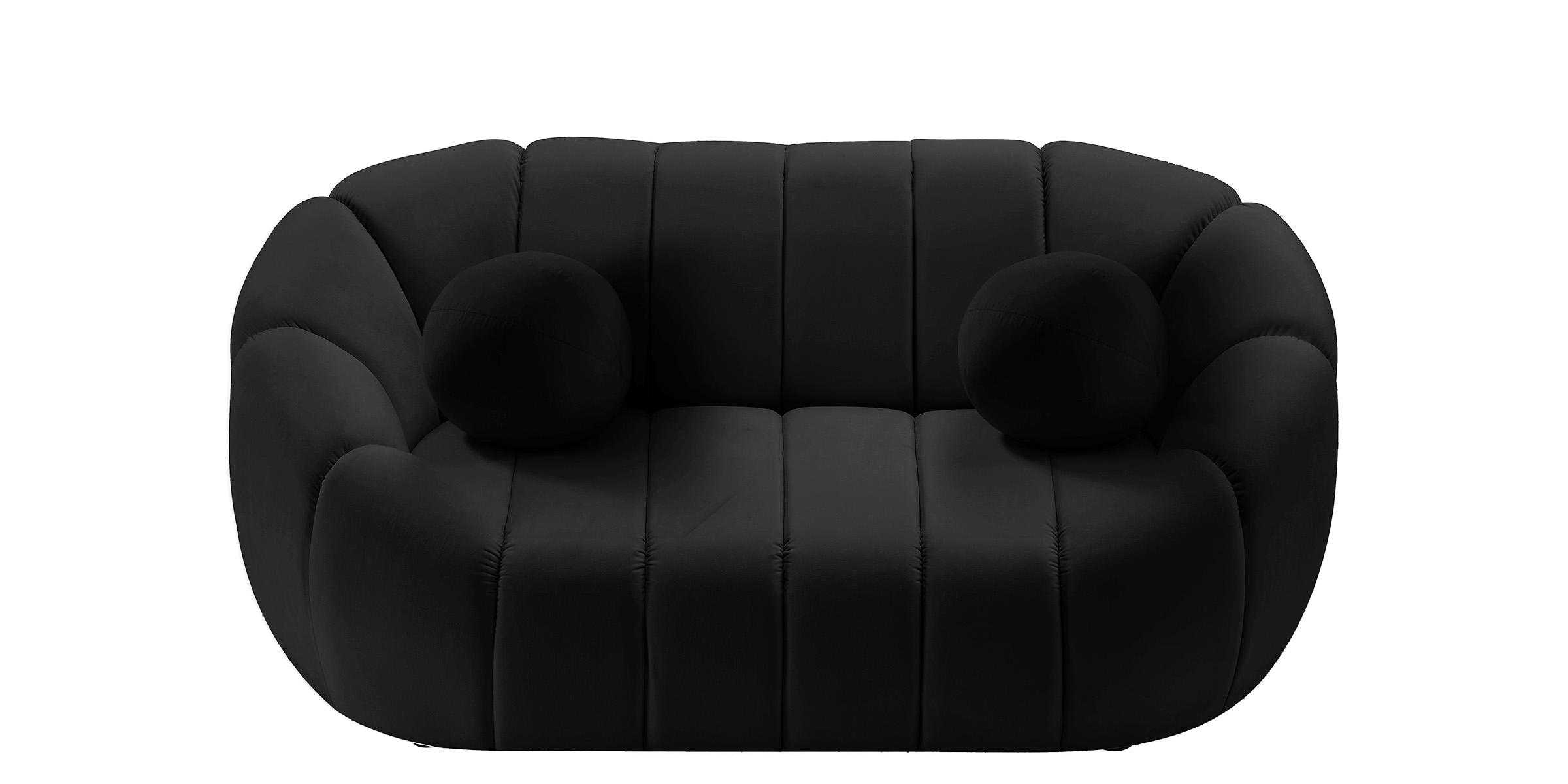 

    
 Shop  Glam BLACK Velvet Channel Tufted Sofa Set 2P ELIJAH 613Black-S Meridian Modern
