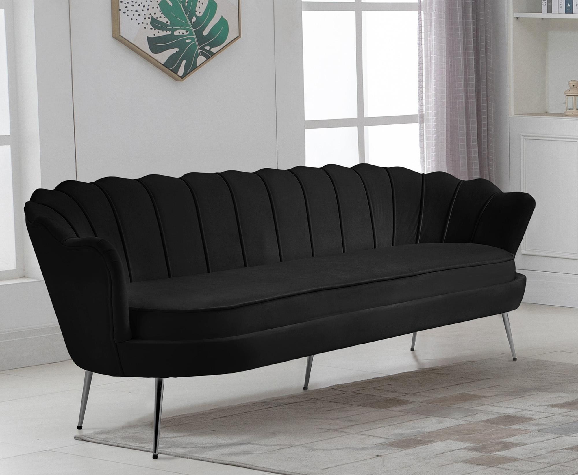 

    
 Photo  Glam BLACK Velvet Channel Tufted Sofa Set 2Pcs GARDENIA 684Black Meridian Modern
