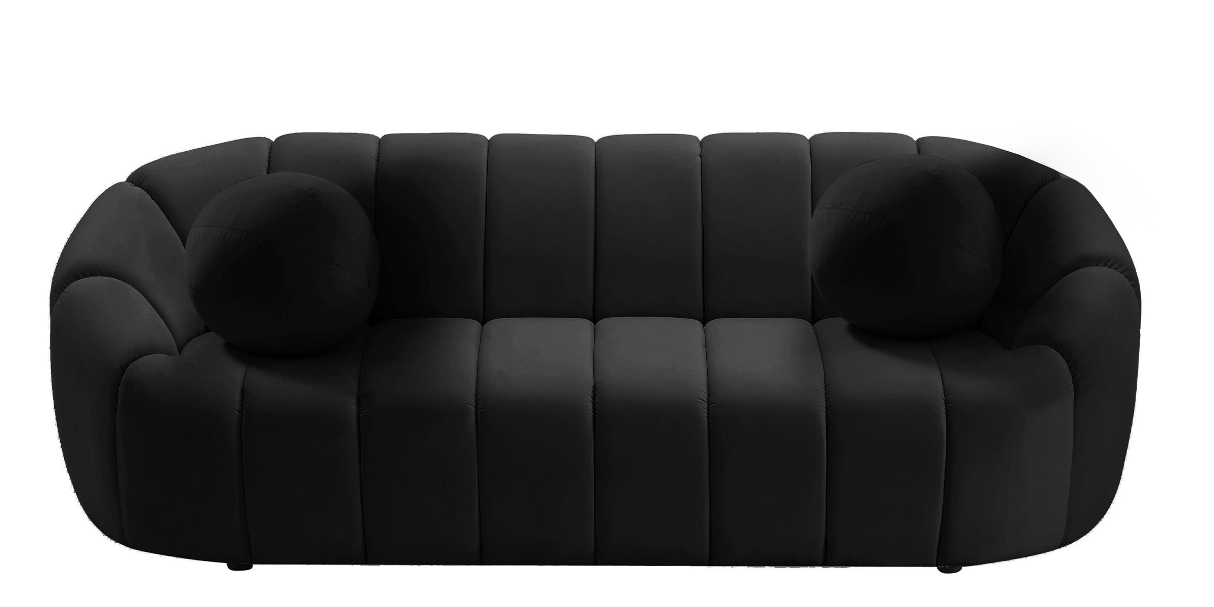 

    
 Shop  Glam BLACK Velvet Channel Tufted Sofa Set 3P ELIJAH 613Black-S Meridian Modern
