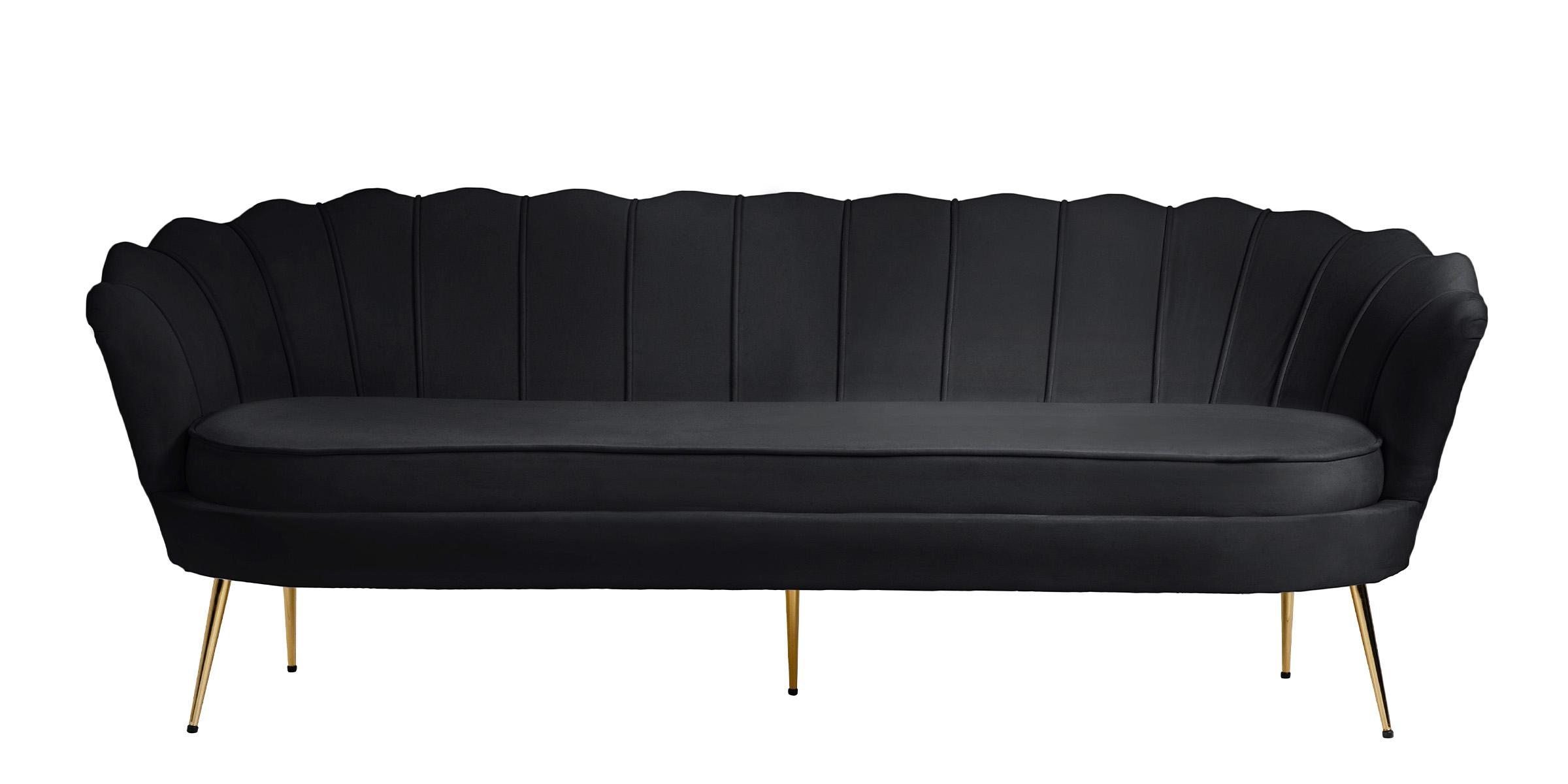 

    
 Shop  Glam BLACK Velvet Channel Tufted Sofa Set 3Pcs GARDENIA 684Black Meridian Modern
