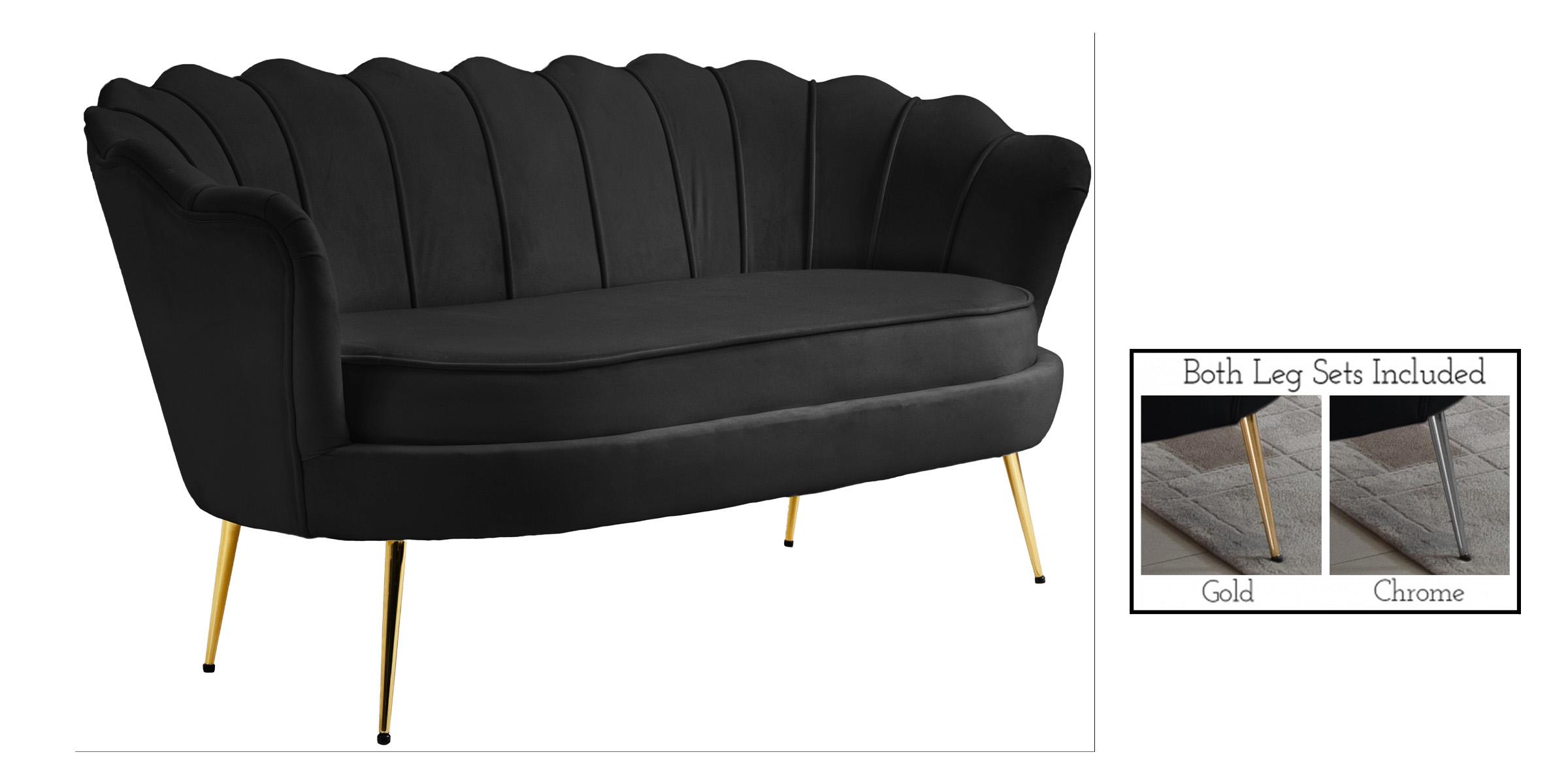 

    
684Black-S-Set-3 Glam BLACK Velvet Channel Tufted Sofa Set 3Pcs GARDENIA 684Black Meridian Modern
