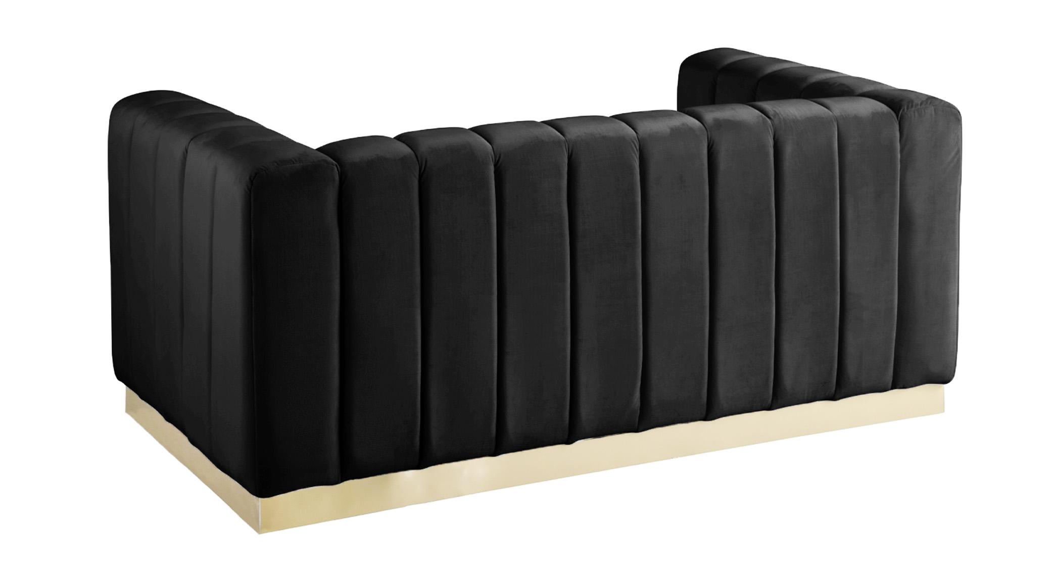 

    
 Order  Glam Black Velvet Channel Tufted Sofa Set 3Pcs MARLON 603Black-S Meridian Modern
