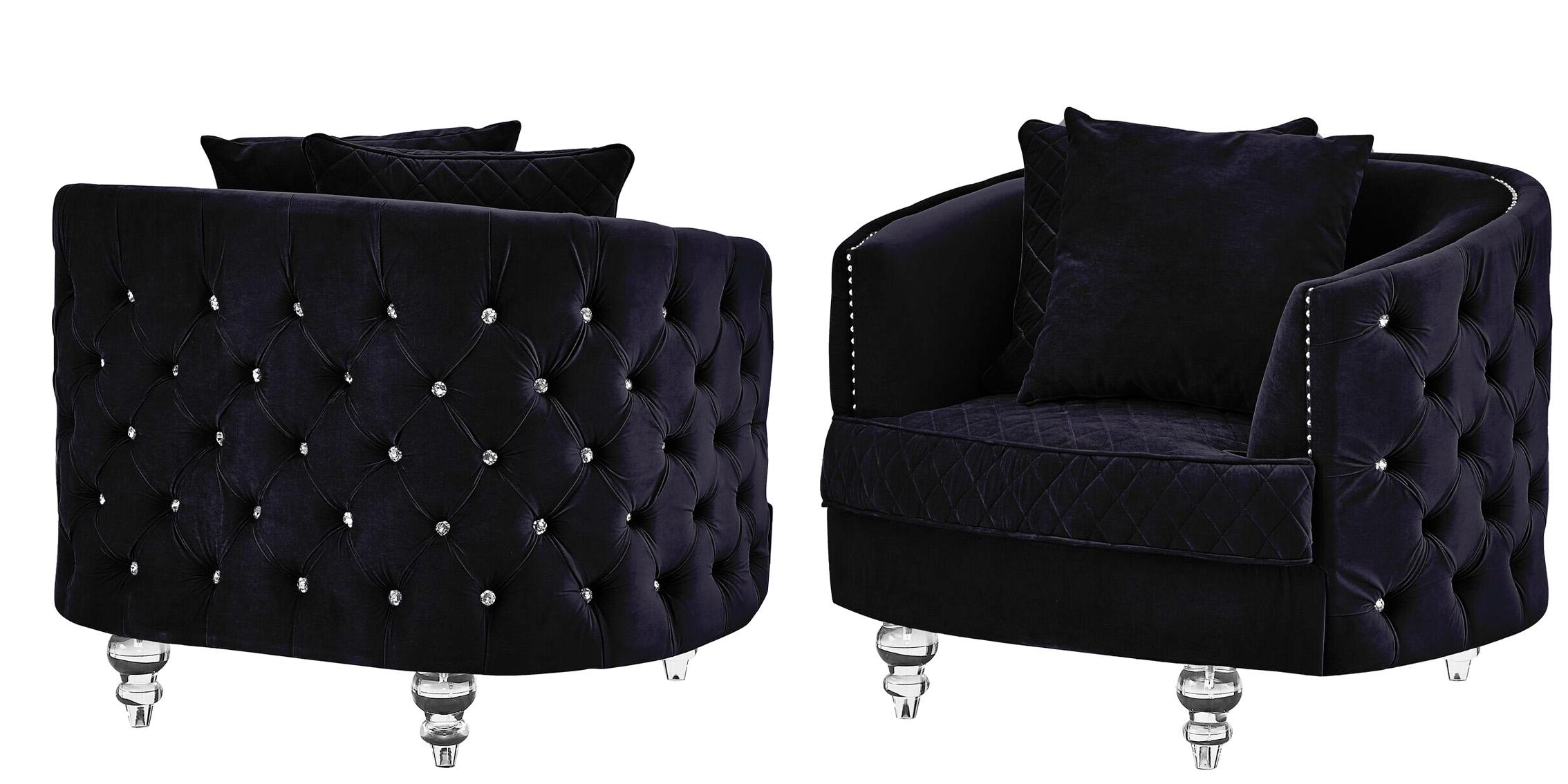 

    
Glam Black Velvet Crystal Tufted Chair Set 2Pcs SASHA Galaxy Home Contemporary
