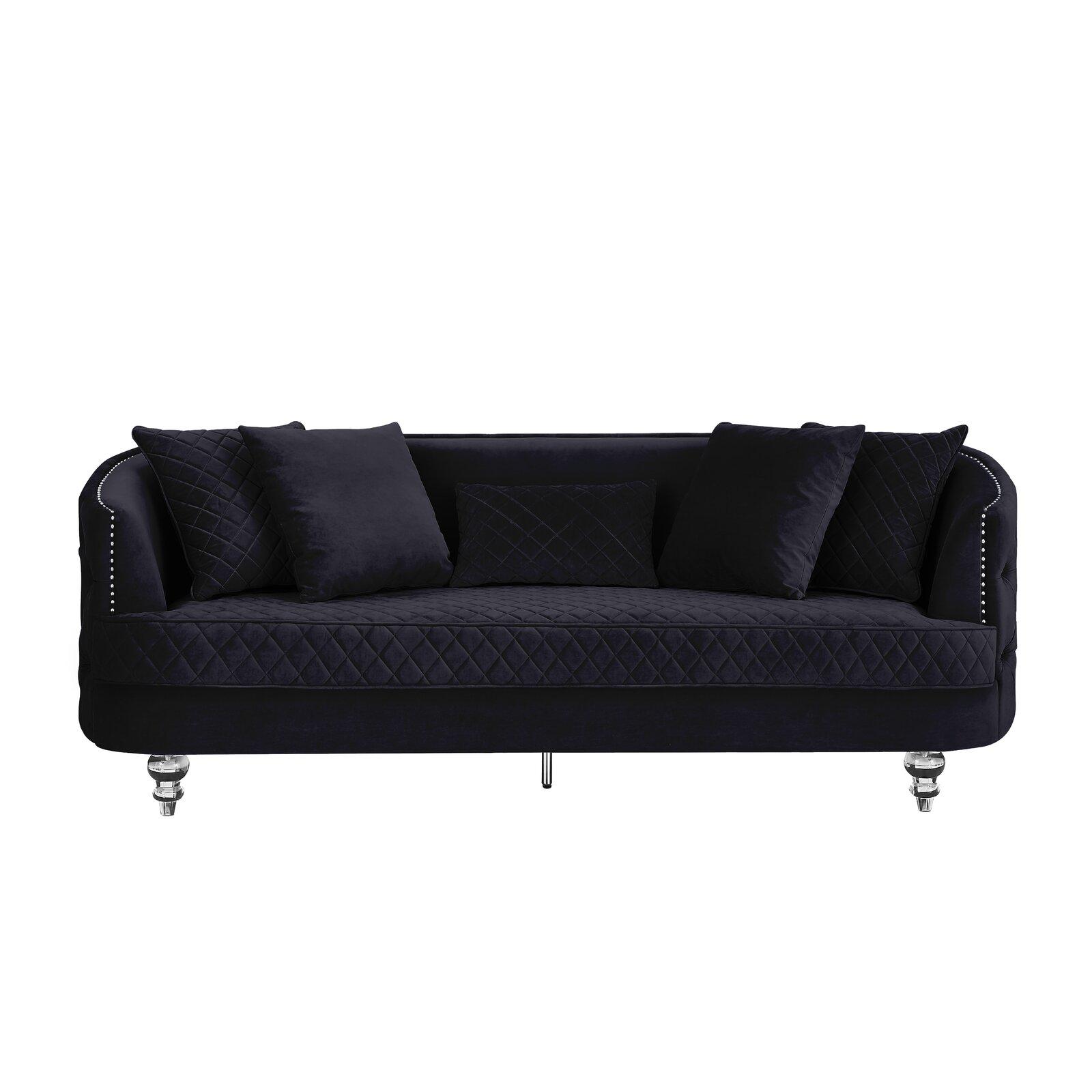 

    
Glam Black Velvet Crystal Tufted Sofa SASHA Galaxy Home Contemporary Modern
