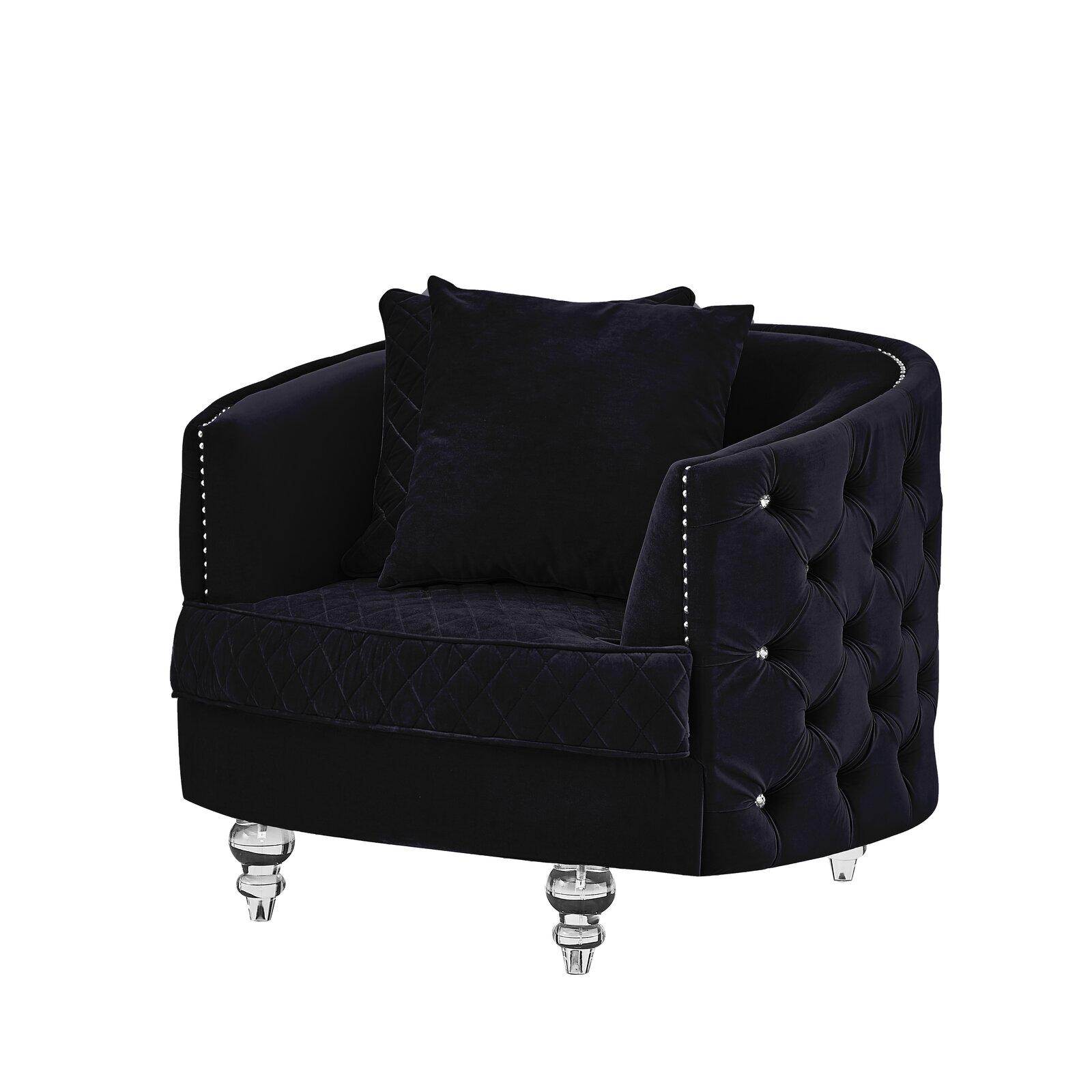 

    
 Order  Glam Black Velvet Crystal Tufted Sofa SASHA Galaxy Home Contemporary Modern
