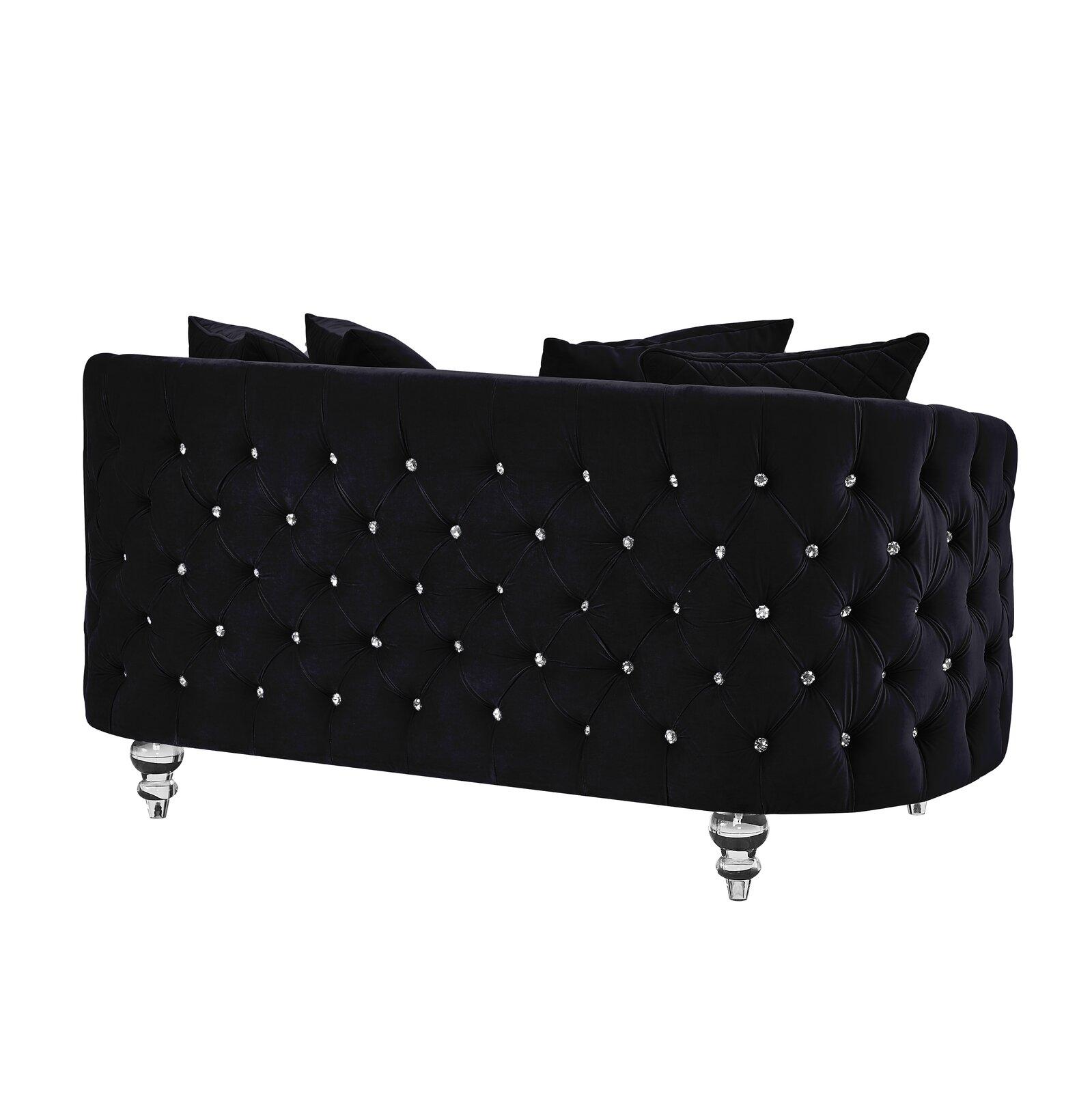 

                    
Buy Glam Black Velvet Crystal Tufted Sofa SASHA Galaxy Home Contemporary Modern
