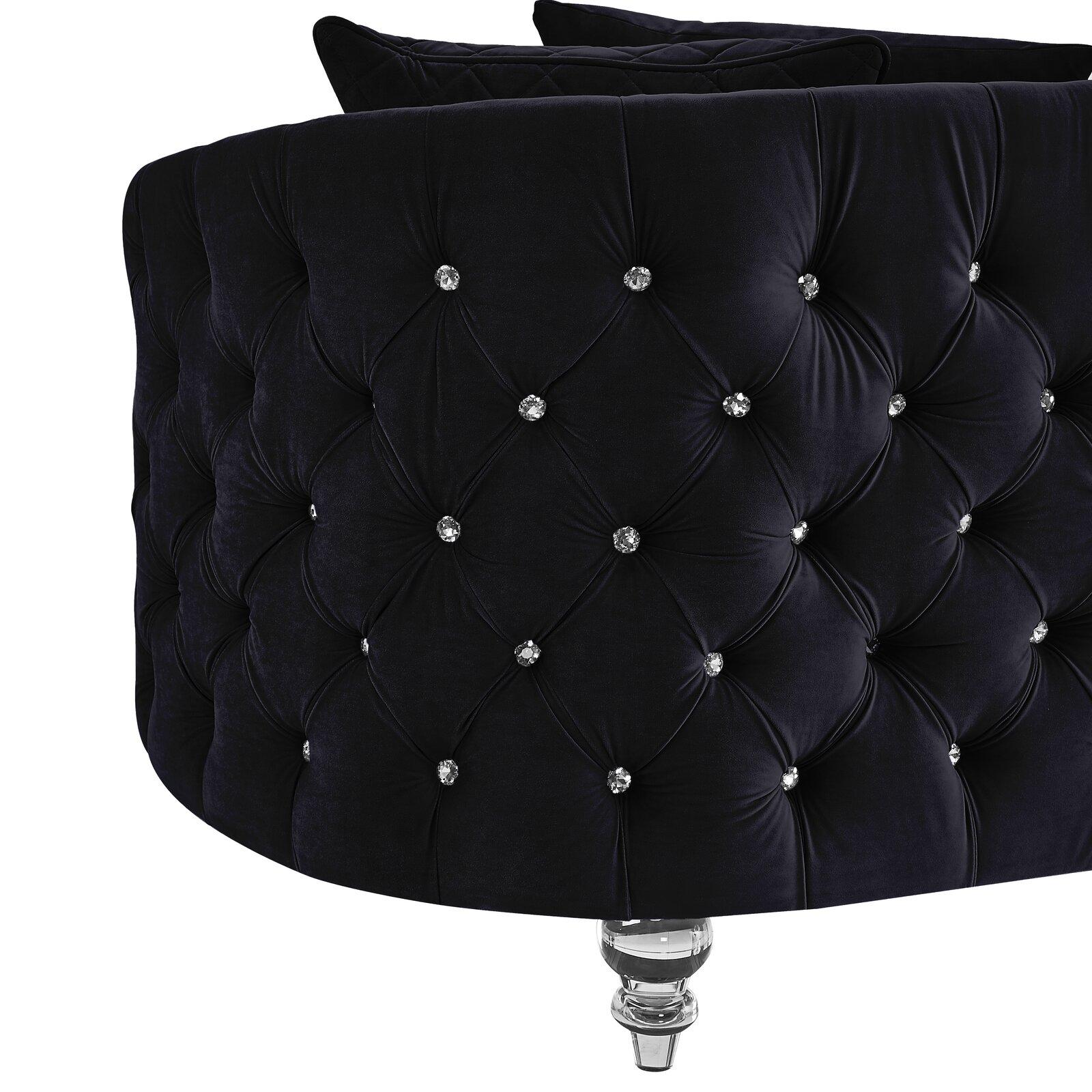 

                    
Buy Glam Black Velvet Crystal Tufted Sofa Set 2 SASHA Galaxy Home Contemporary
