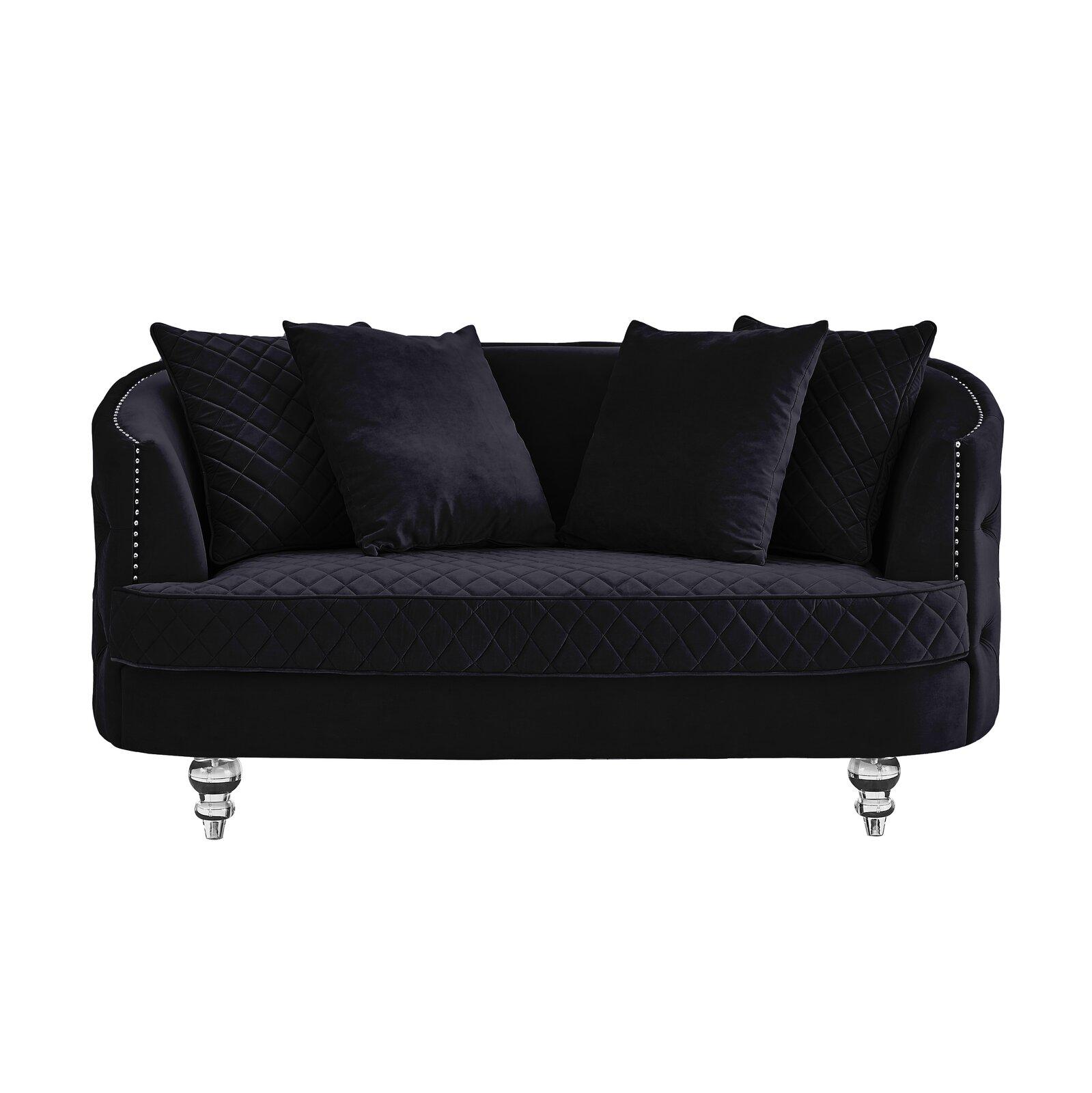 

    
 Order  Glam Black Velvet Crystal Tufted Sofa Set 3 SASHA Galaxy Home Contemporary
