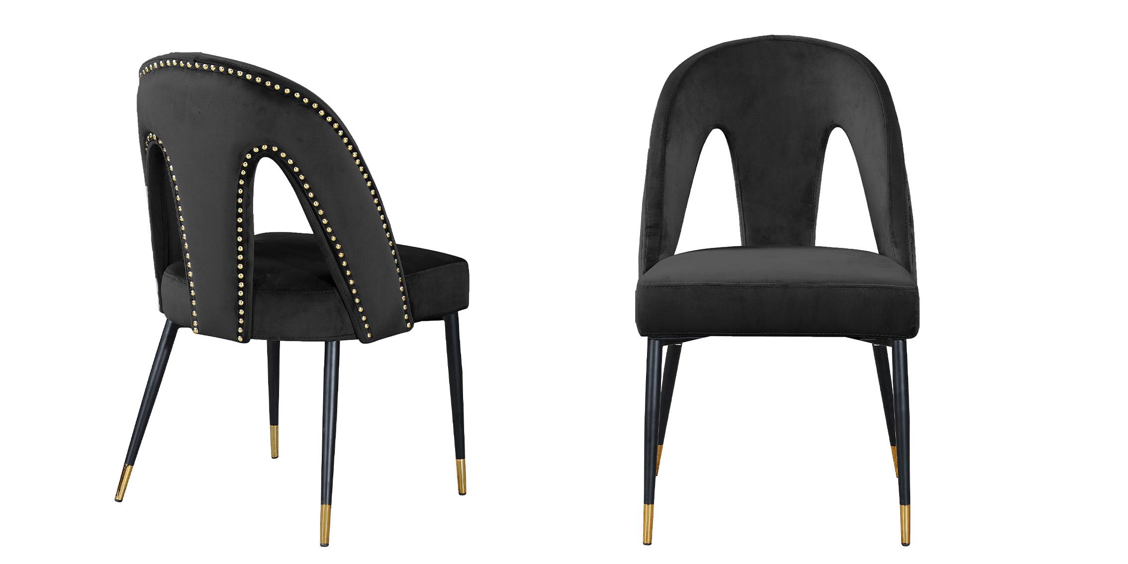 

    
Glam Black Velvet Dining Chair Set 2Pcs AKOYA 794Black-C Meridian Contemporary
