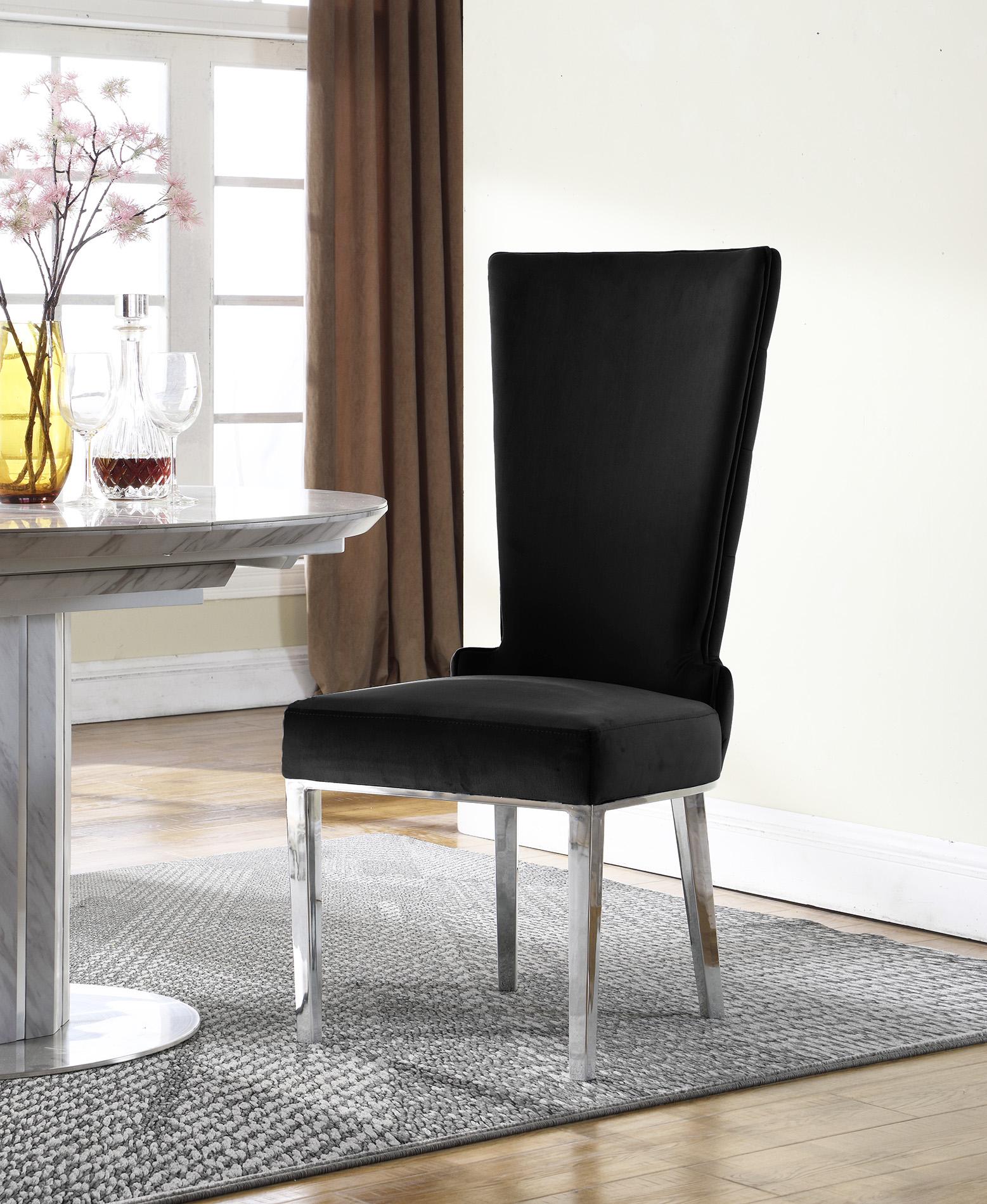 

    
Glam Black Velvet Dining Chair Set 2Pcs 729Black-C SERAFINA Meridian Modern
