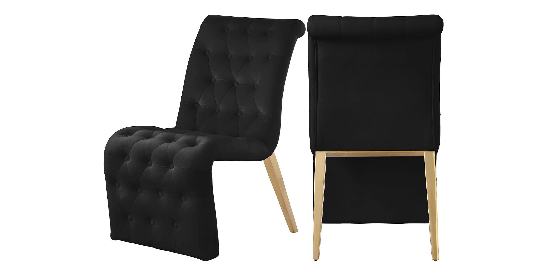 Contemporary, Modern Dining Chair Set CURVE 920Black-C 920Black-C in Gold, Black Velvet