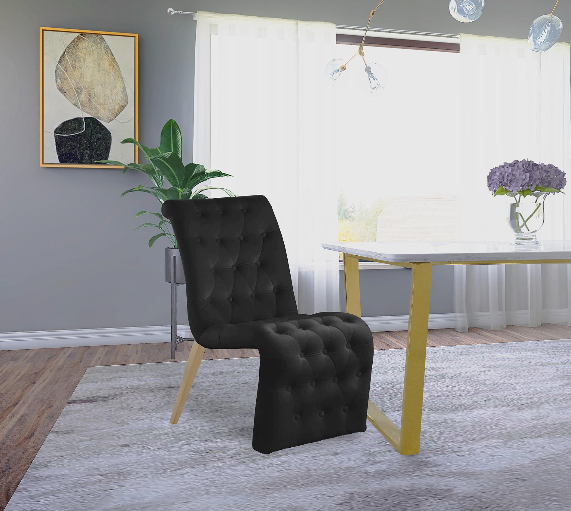 

    
Glam Black Velvet Dining Chair Set 2Pcs CURVE 920Black-C Meridian Modern
