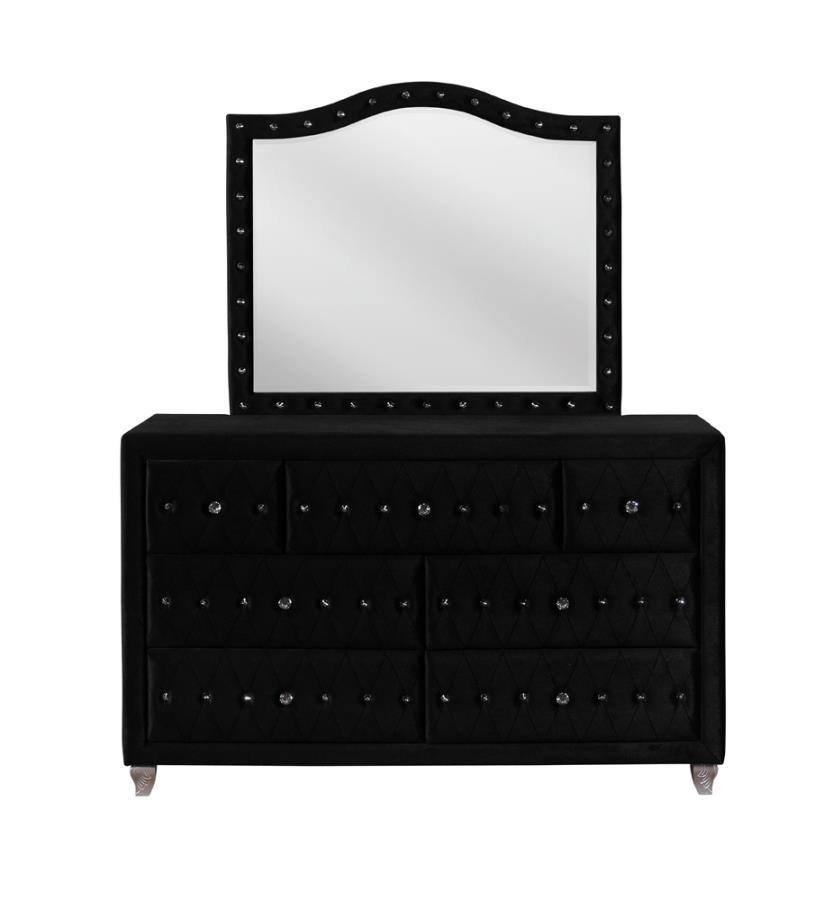 

    
Glam Black Velvet Dresser w/Mirror Coaster 206103 Deanna
