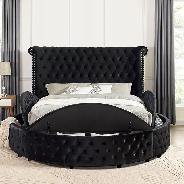 

                    
Furniture of America CM7178BK-Q Sansom Platform Bed Black Velvet-like Fabric Purchase 
