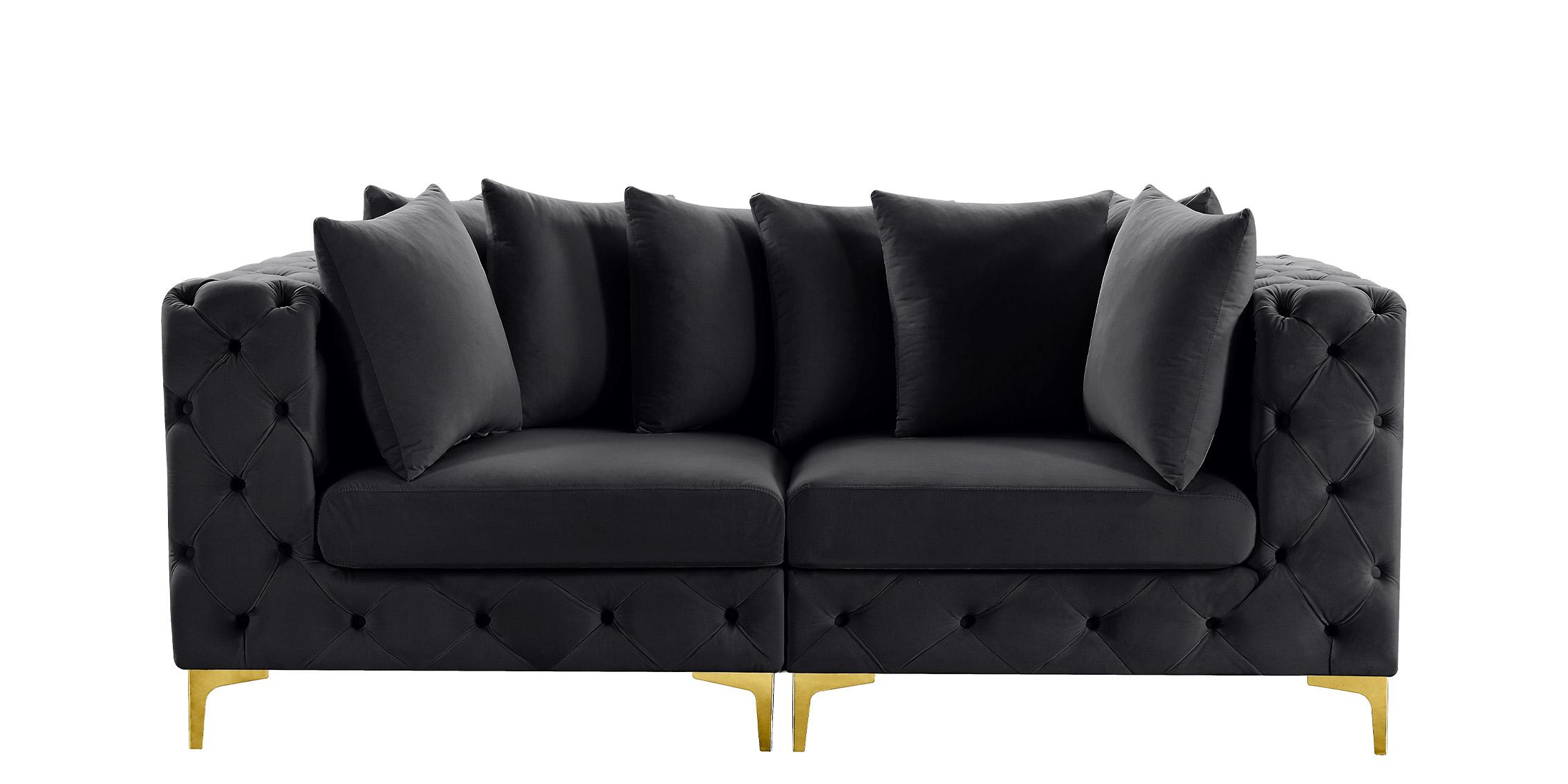 

    
Glam Black Velvet Modular Sofa TREMBLAY 686Black-S78 Meridian Modern

