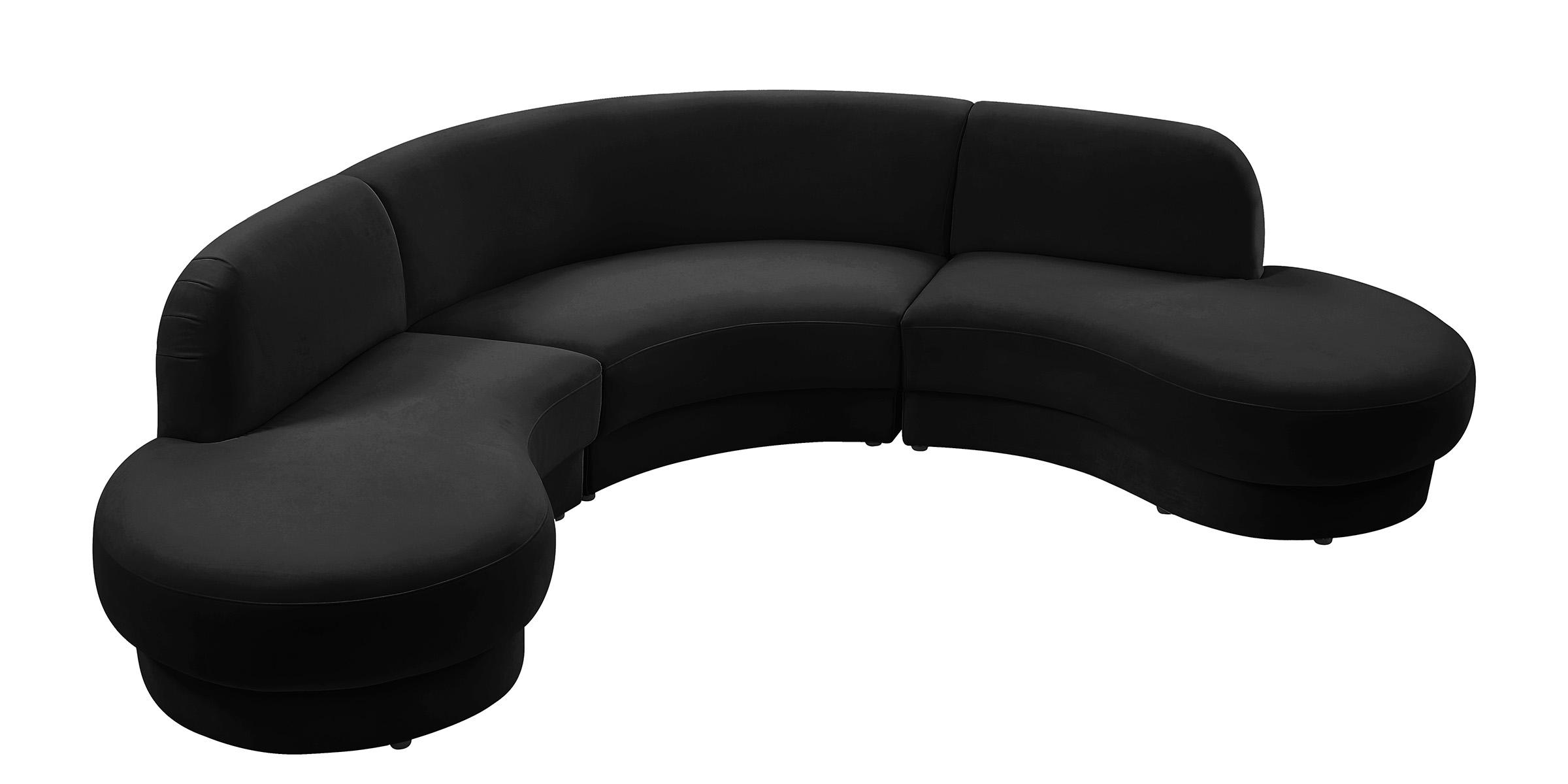 

    
Glam BLACK Velvet Sectional Sofa Rosa 628Black Meridian Contemporary Modern
