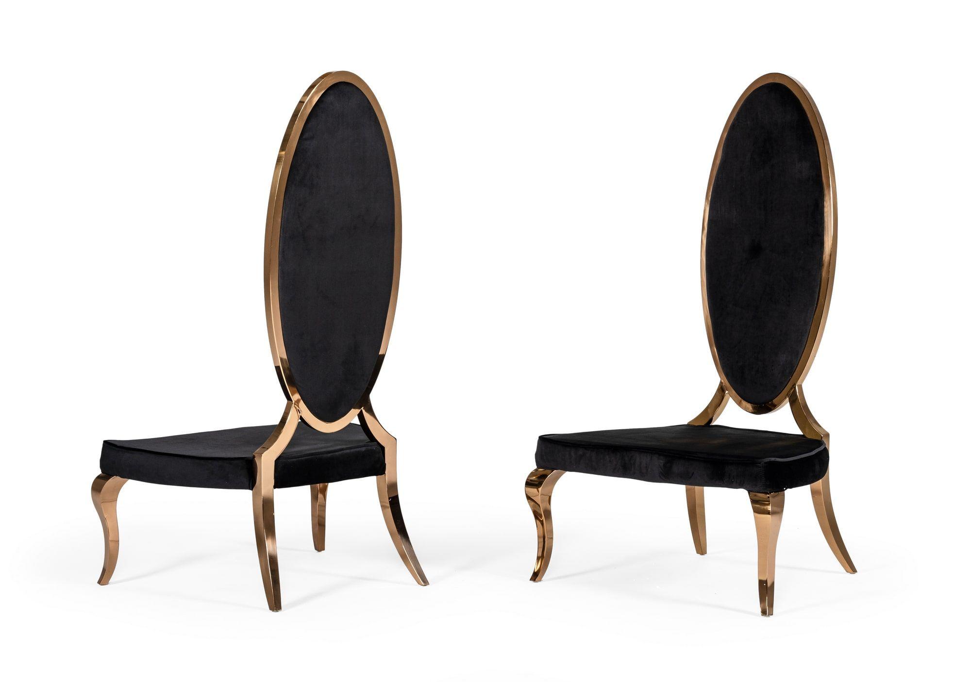 Contemporary, Modern Dining Chair Set VGZAG-01-BLK VGZAG-01-BLK in Gold, Black Soft Velvet