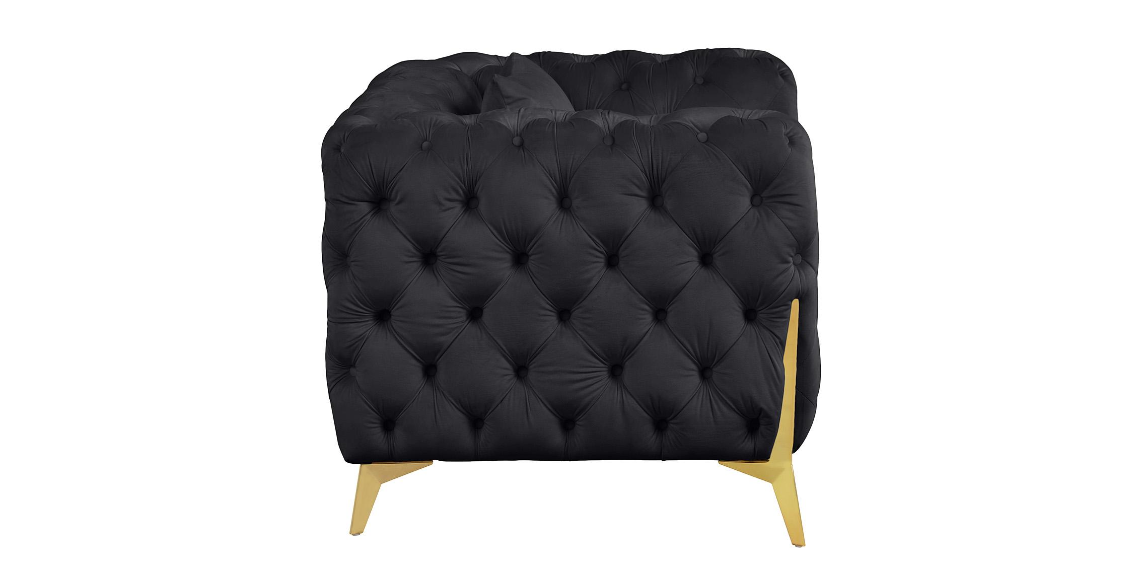 

    
695Black-C-Set-2 Glam Black Velvet Tufted Arm Chair Set 2Pcs KINGDOM 695Black-C Meridian Modern
