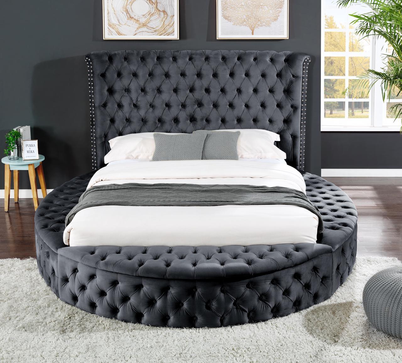 

        
733569372270Glam Black Velvet Tufted Queen Bed Set 5P HAZEL Galaxy Home Contemporary Modern
