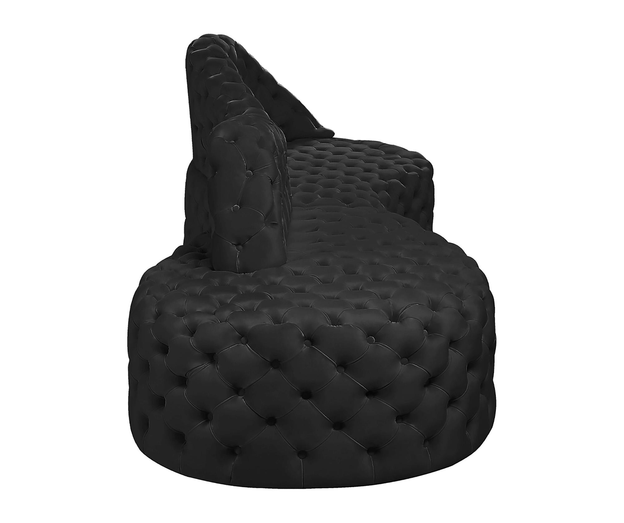 

    
Glam Black Velvet Tufted Sectional Sofa ROYAL 654Black Meridian Contemporary

