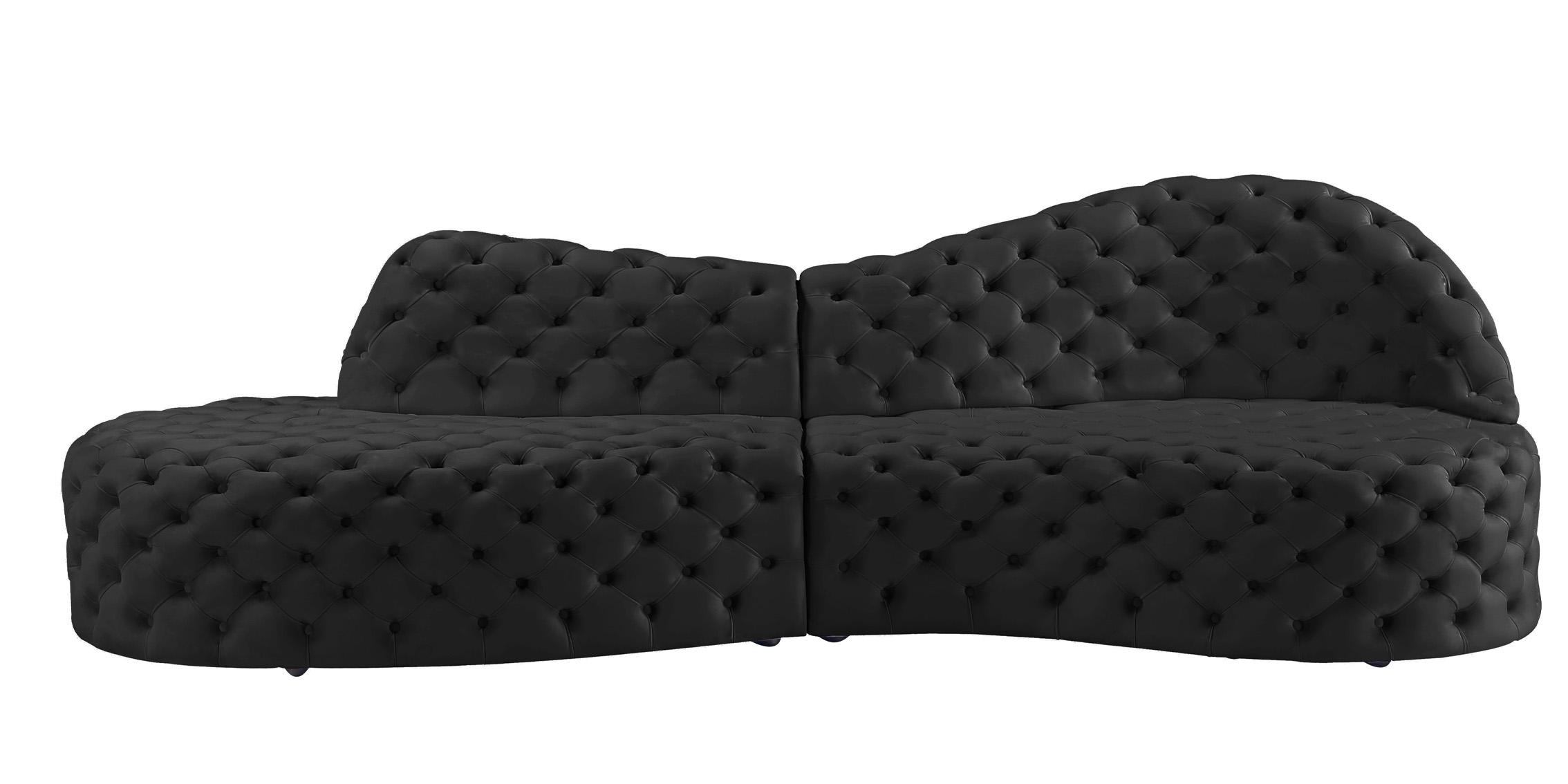 Contemporary, Modern Sectional Sofa ROYAL 654Black 654Black-Sectional in Black Velvet