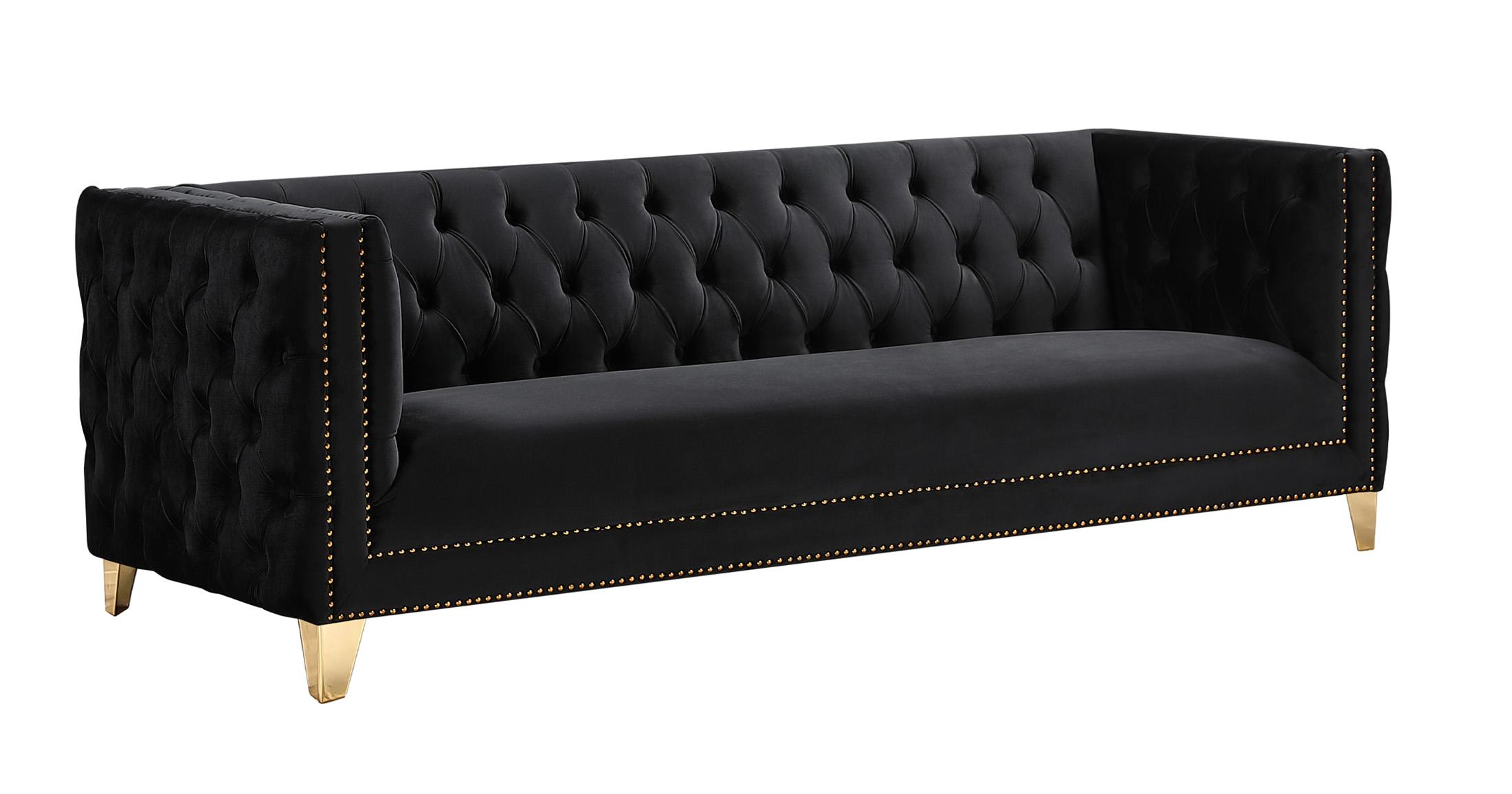 Contemporary, Modern Sofa MICHELLE 652Black-S 652Black-S in Black Velvet