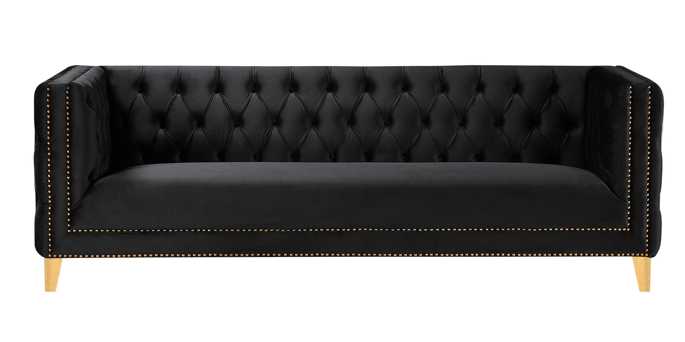 

    
Glam Black Velvet Tufted Sofa MICHELLE 652Black-S Meridian Contemporary Modern
