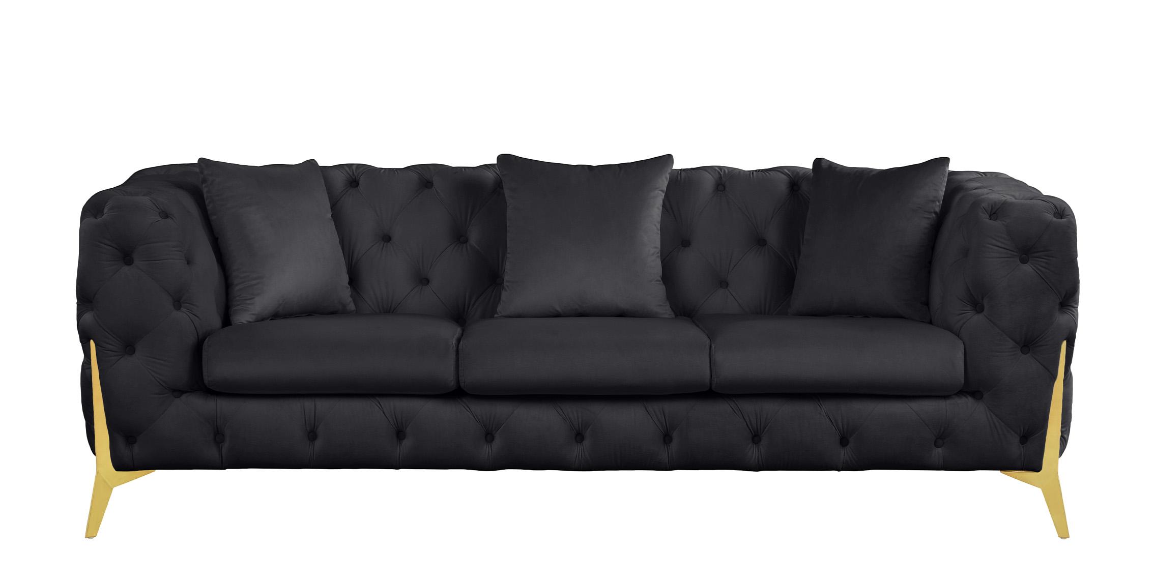 

    
695Black-S-Set-2 Glam Black Velvet Tufted Sofa Set 2Pcs KINGDOM 695Black Meridian Modern
