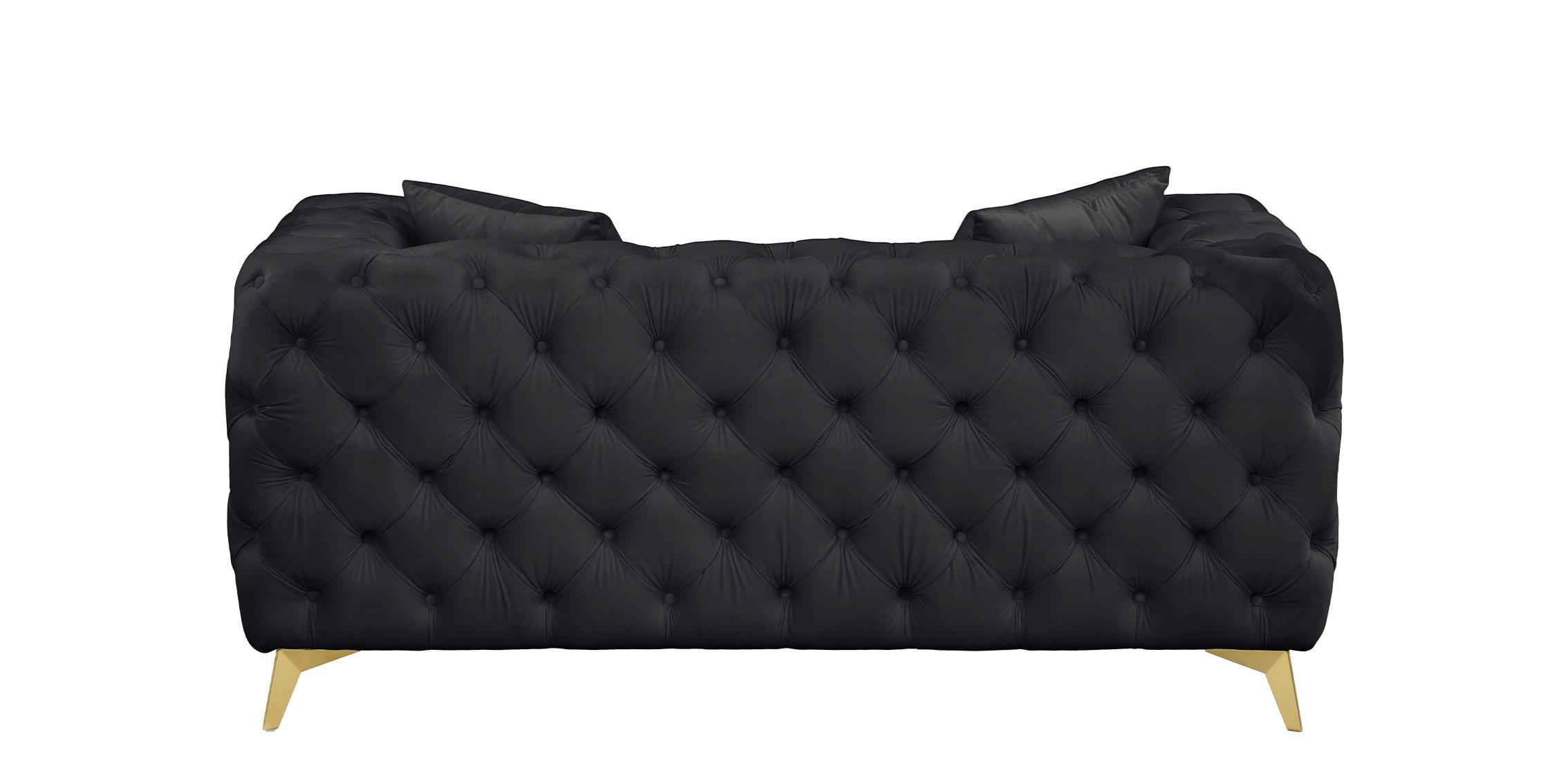 

    
 Order  Glam Black Velvet Tufted Sofa Set 2Pcs KINGDOM 695Black Meridian Modern
