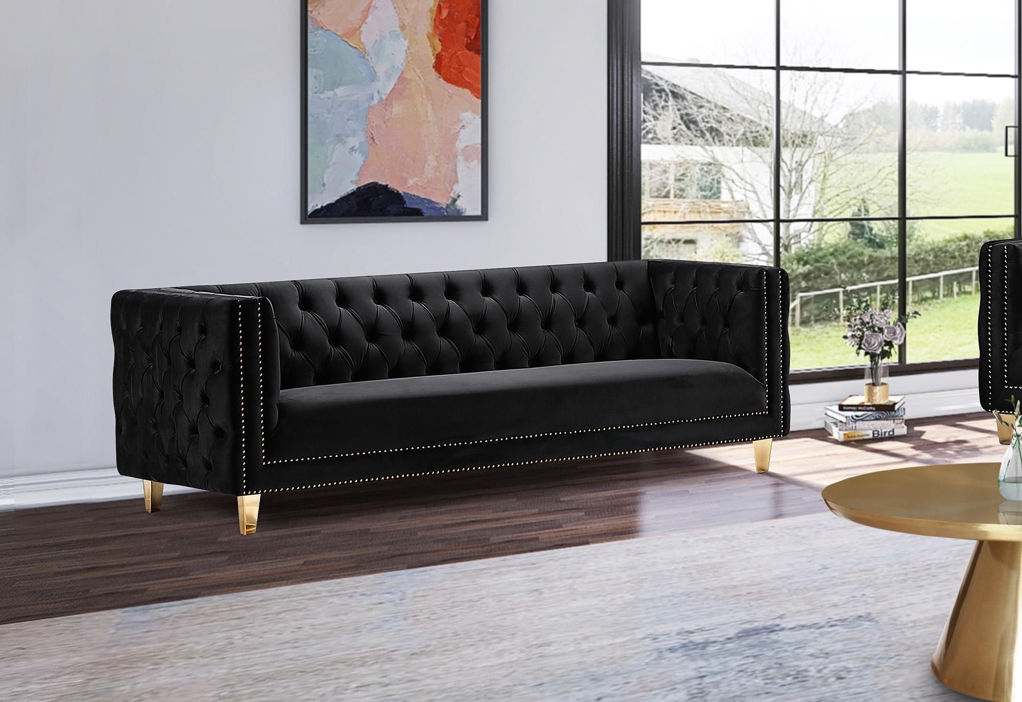 

    
652Black-S-Set-2 Glam Black Velvet Sofa Set 2Pcs MICHELLE 652Black Meridian Contemporary Modern
