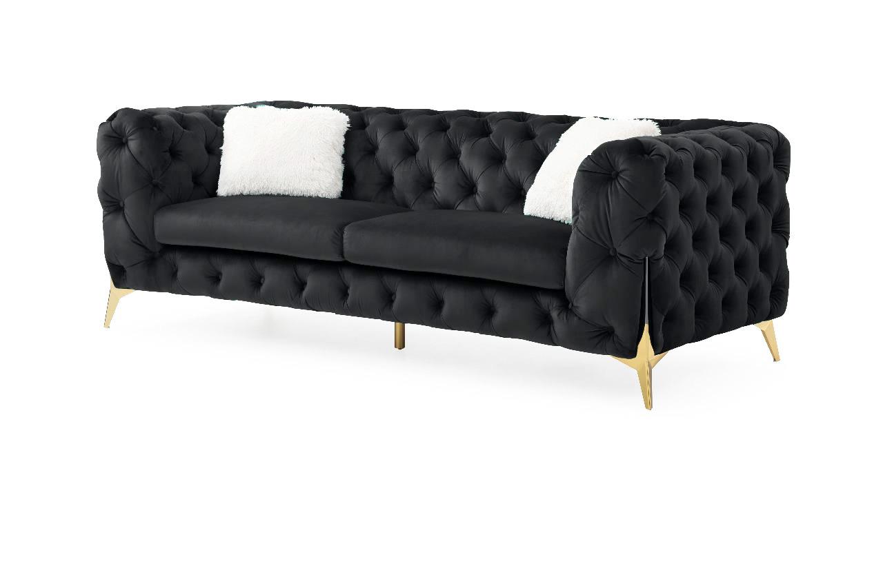 

    
Glam BLACK Velvet Tufted Sofa Set 2Pcs MODERNO Galaxy Home Contemporary Modern
