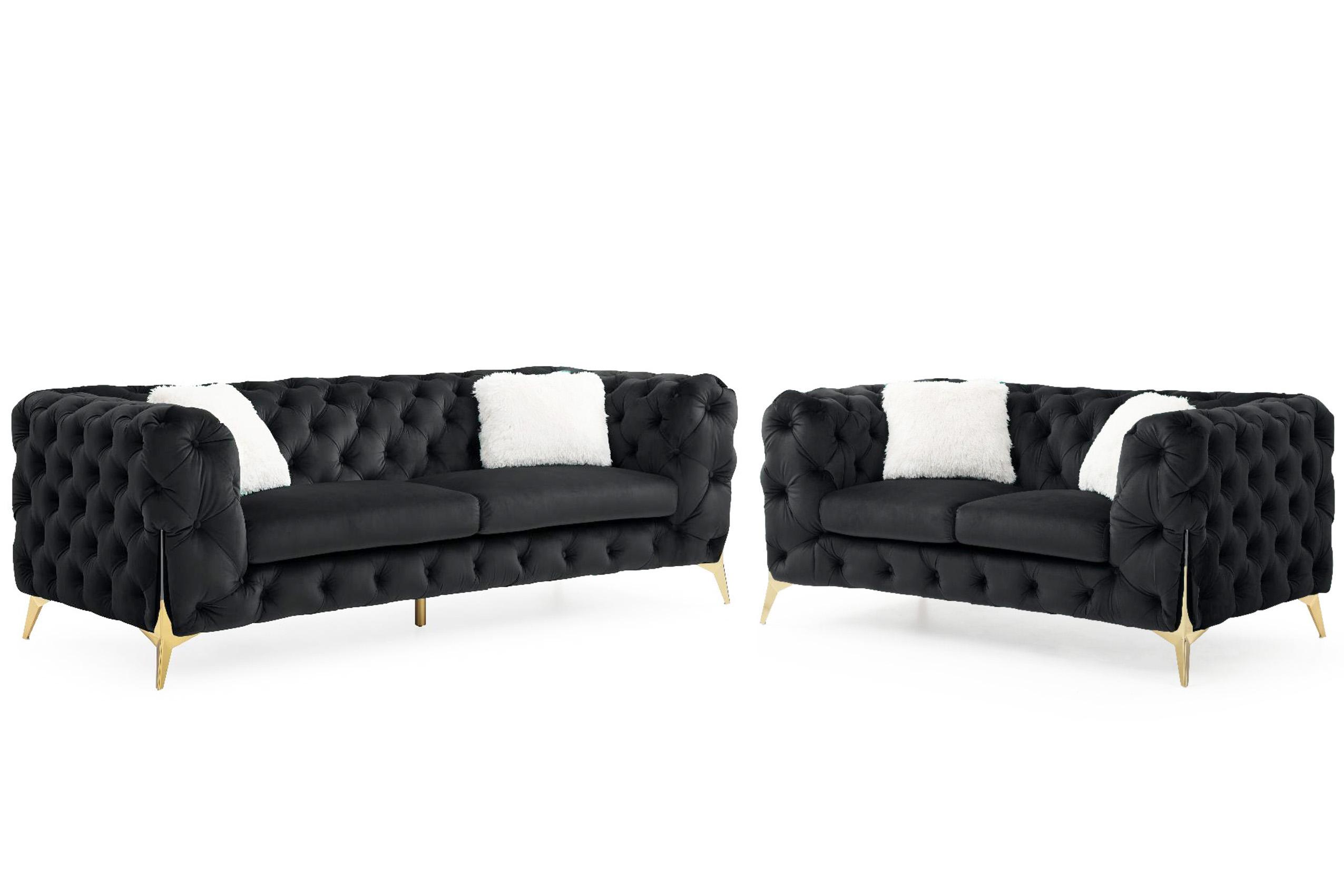 Contemporary, Modern Sofa Set MODERNO BK MODERNO-BK-S-L in Black Fabric