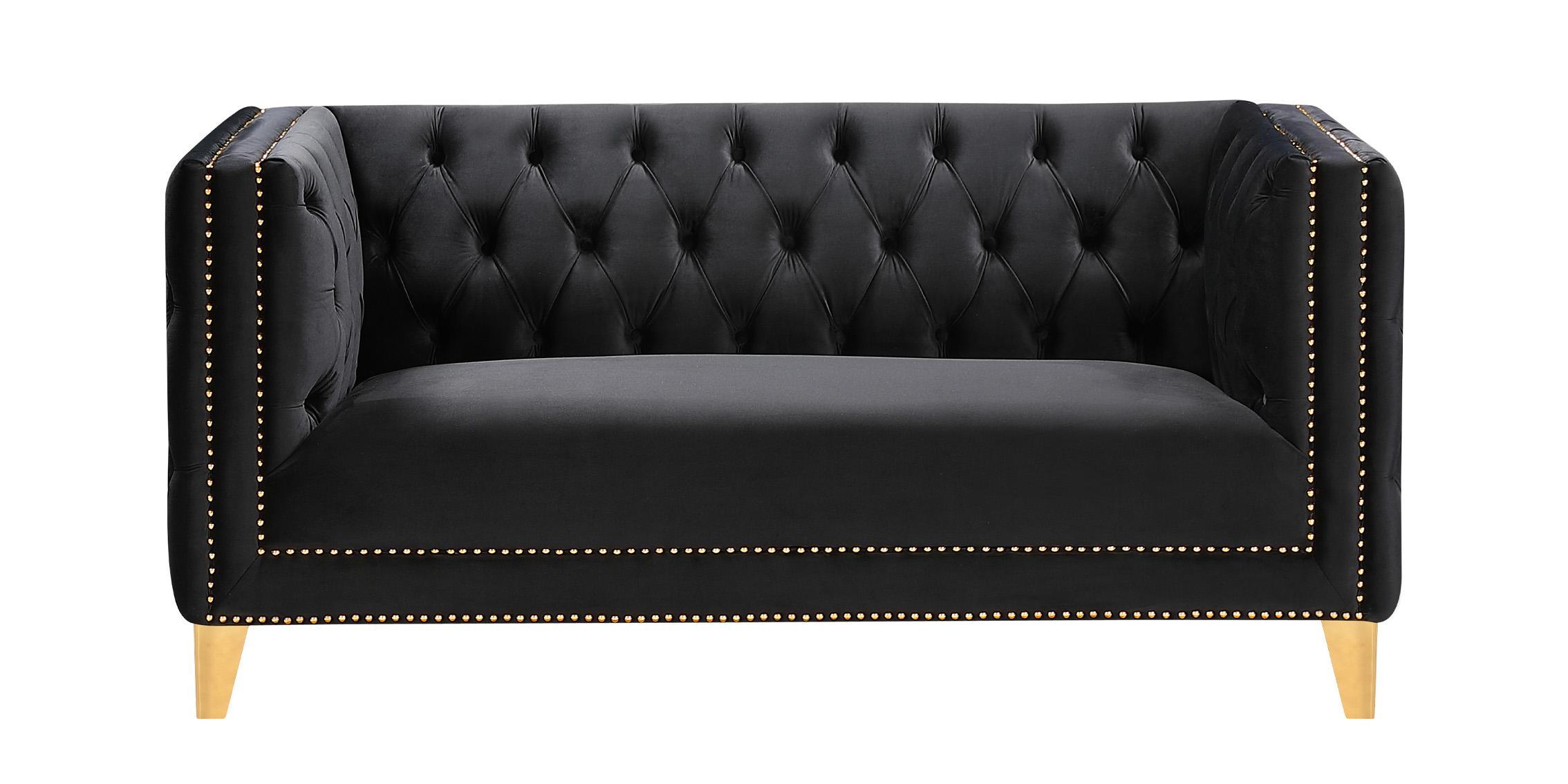 

    
652Black-S-Set-3 Glam Black Velvet Sofa Set 3Pcs MICHELLE 652Black Meridian Contemporary Modern
