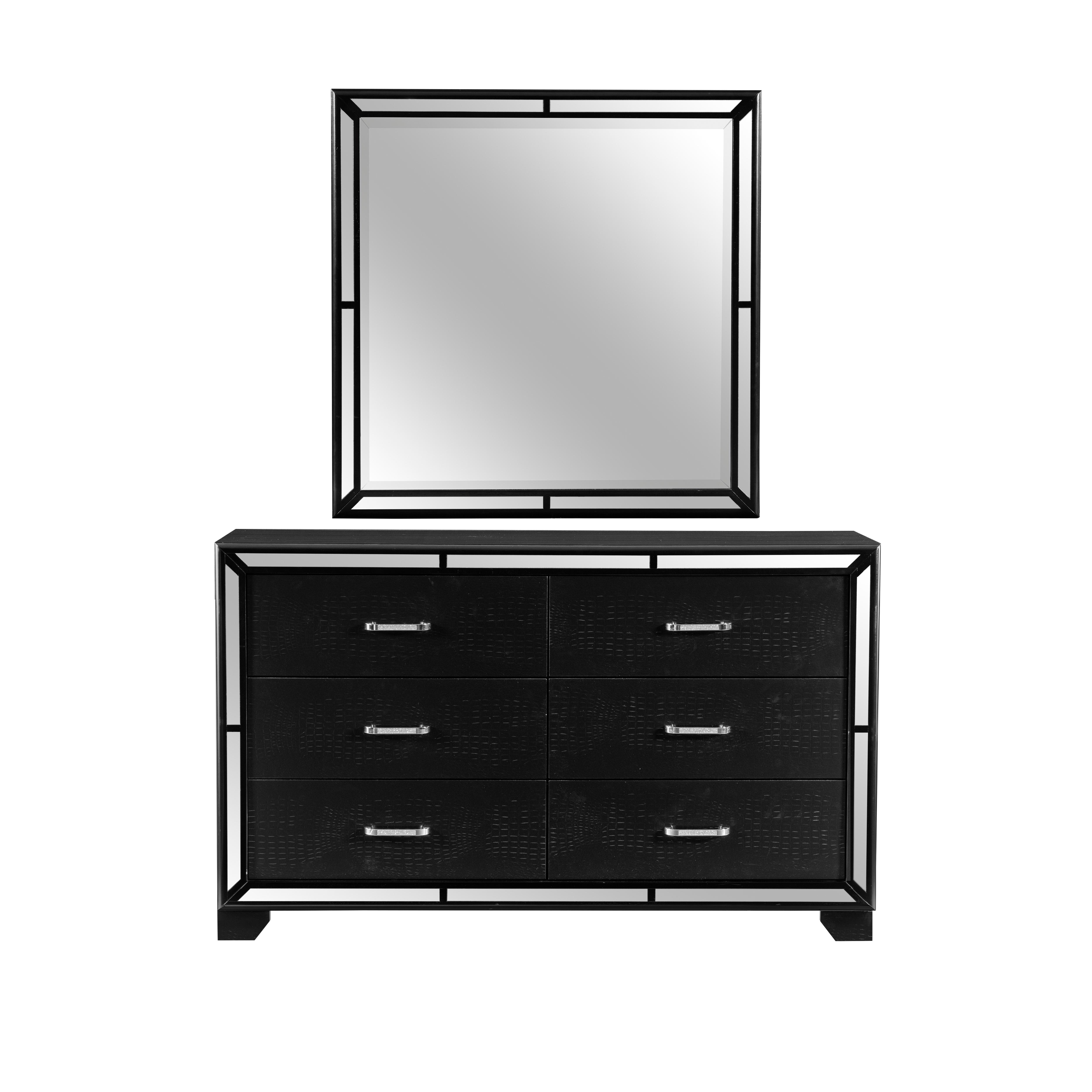 

    
Glam Black Wood Dresser w/Mirror Homelegance 1428BK-5 Aveline
