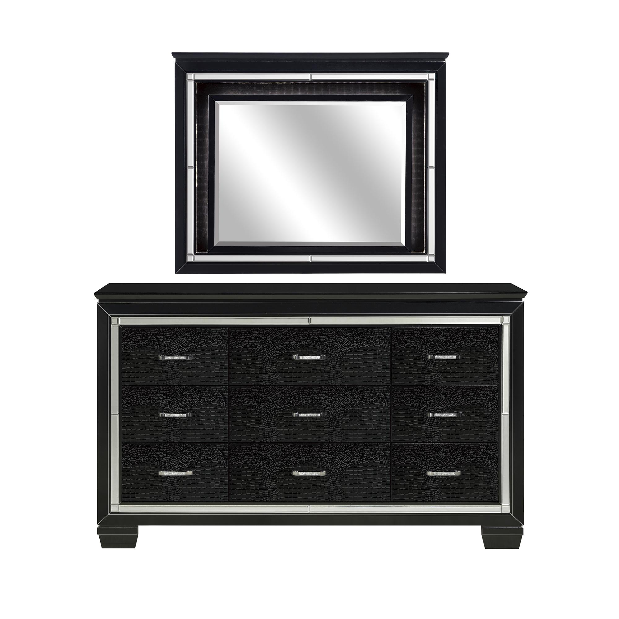 

    
Glam Black Wood Dresser w/Mirror Homelegance 1916BK-5*6 Allura
