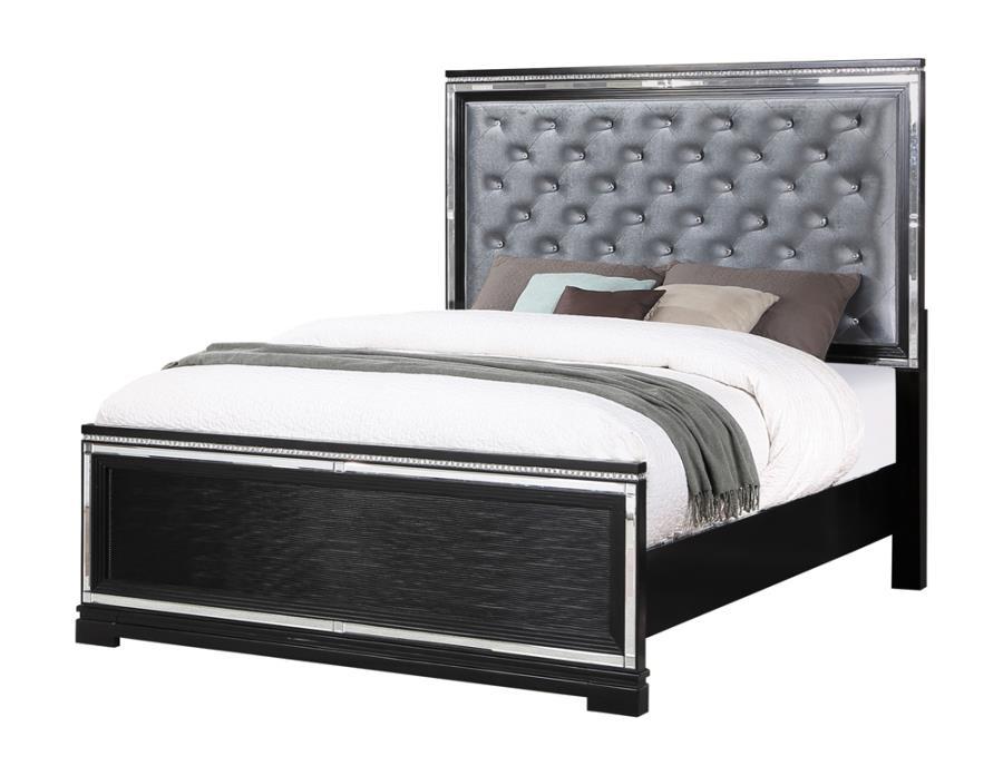 Modern Bed 223361KE Eleanor 223361KE in Black Velvet