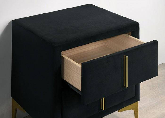 

    
Glam Black Wood Nightstand Furniture of America Florizel CM7411BK-N
