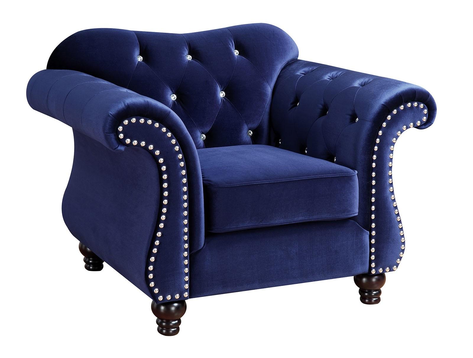 

    
Glam Blue Flannelette Arm Chair Furniture of America CM6159BL-CH Jolanda
