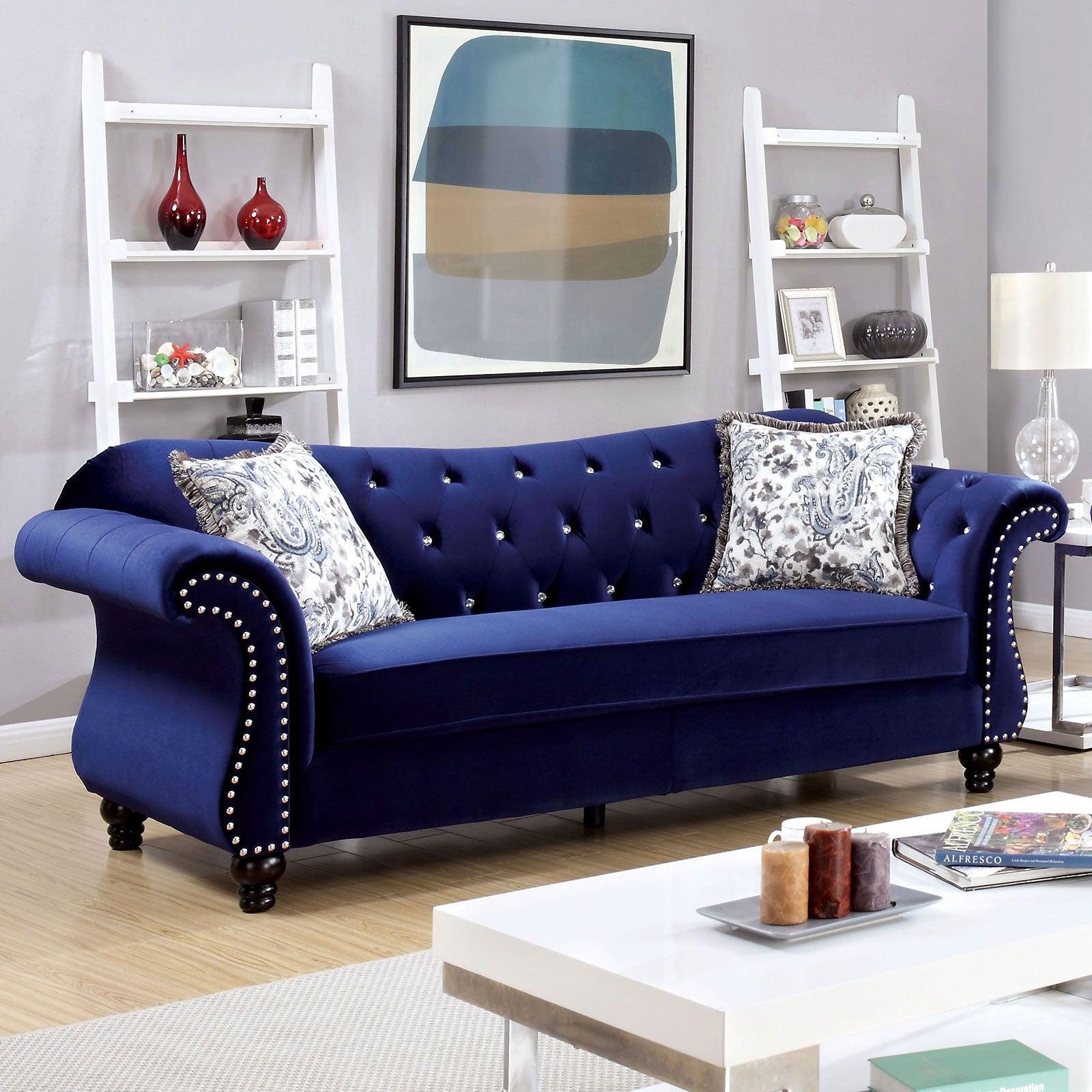 

                    
Furniture of America CM6159BL-2PC Jolanda Sofa and Loveseat Set Blue Flannelette Purchase 
