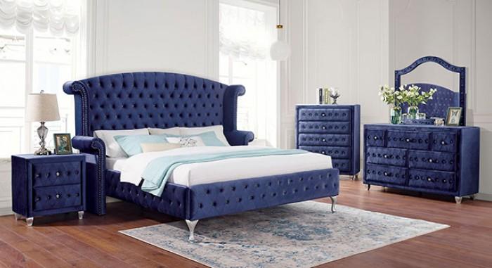 

    
Glam Blue Solid Wood California King Platform Bedroom Set 3PCS Furniture of America Alzir CM7150BL-CK-3PCS

