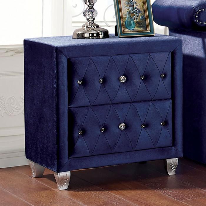 

    
Glam Blue Solid Wood Nightstand Furniture of America Alzir CM7150BL-N
