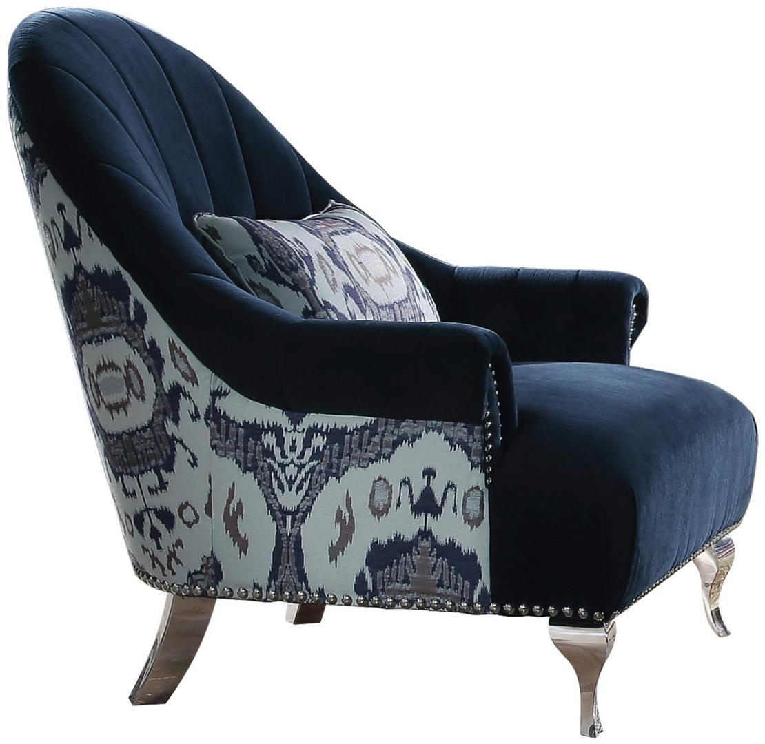 

    
Glam Blue Velvet Armchair w/Pillow Jaborosa 50347 Acme Vintage Traditional
