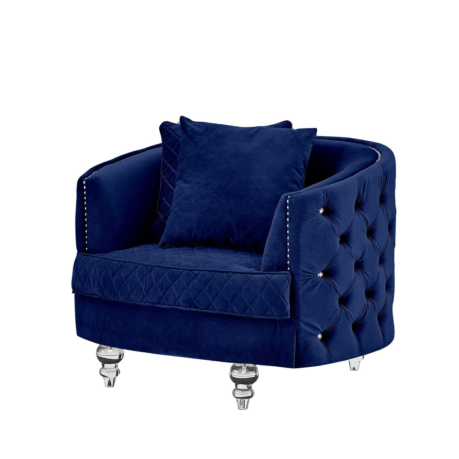 

    
Glam Blue Velvet Crystal Tufted Chair Set 2Pcs SASHA Galaxy Home Contemporary
