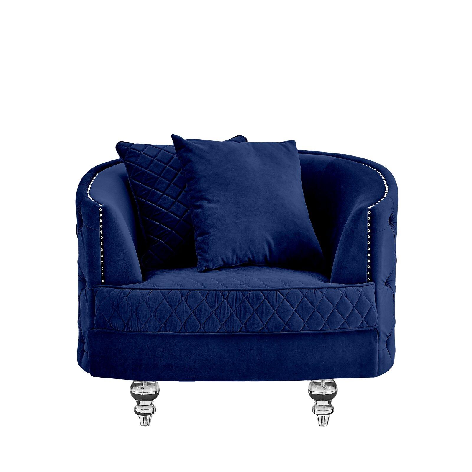 

    
 Shop  Glam Blue Velvet Crystal Tufted Sofa Set 3 SASHA Galaxy Home Contemporary Modern
